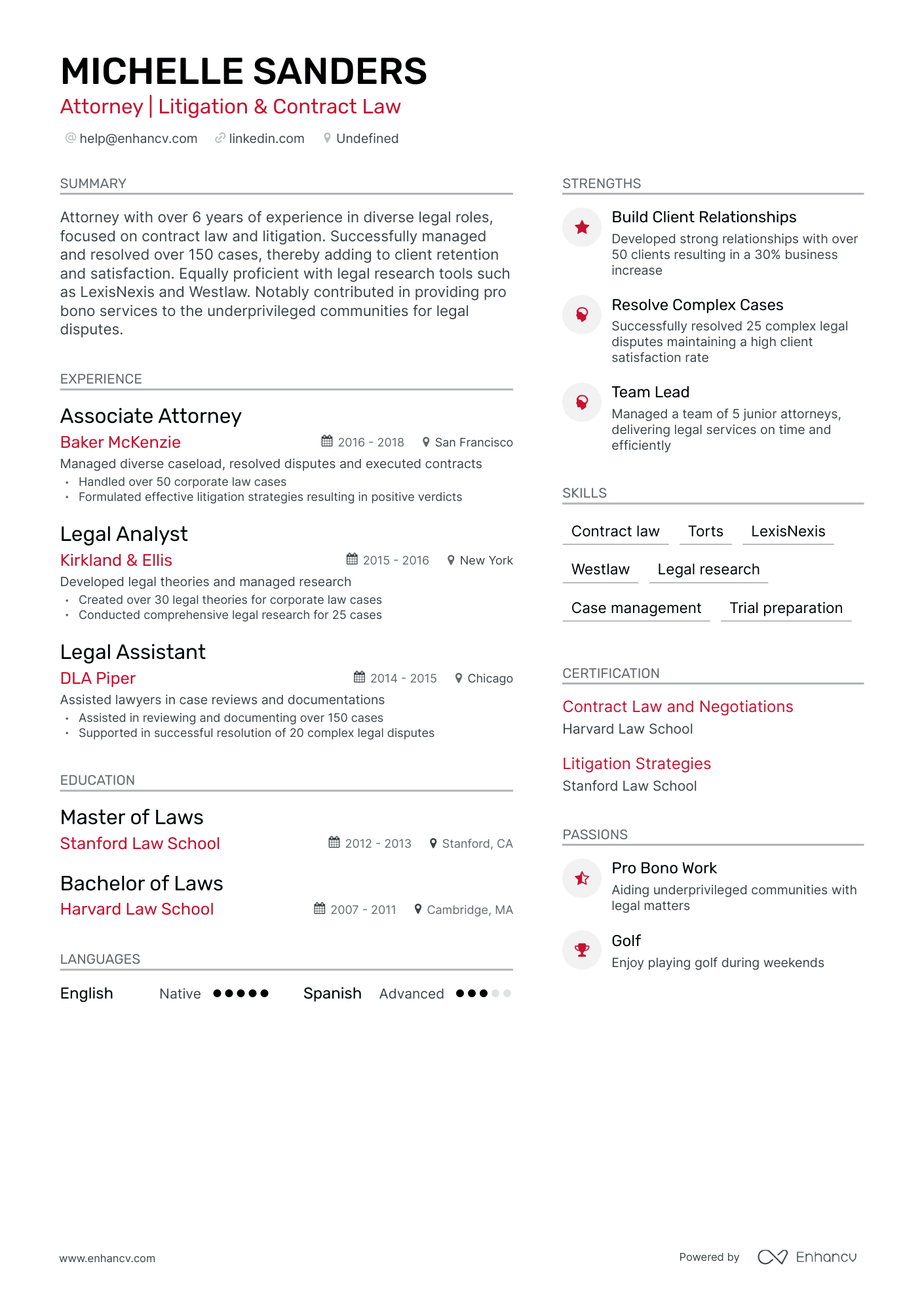 undefined Entry Level Attorney Resume Template