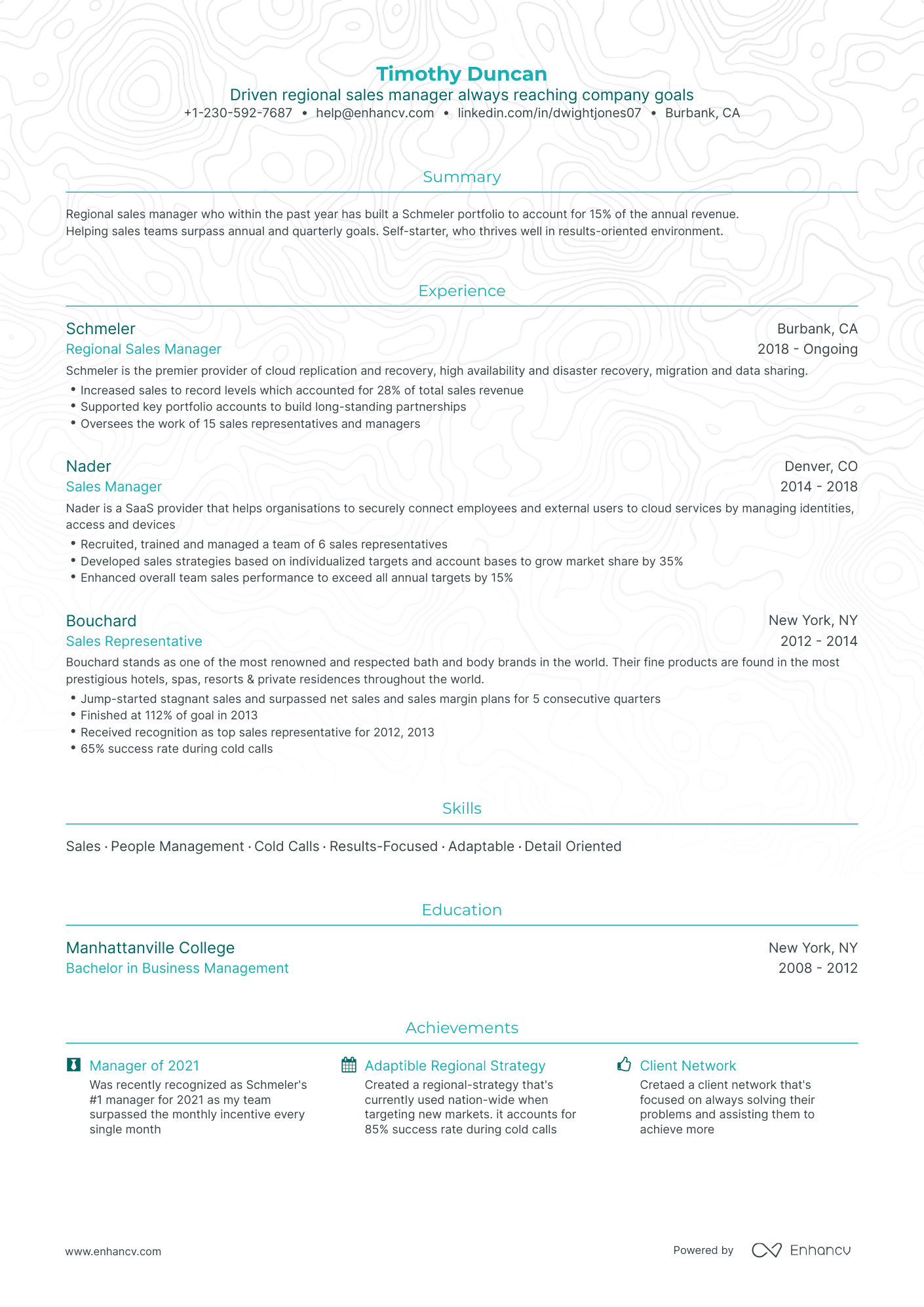 Traditional Regional Sales Manager Resume Template