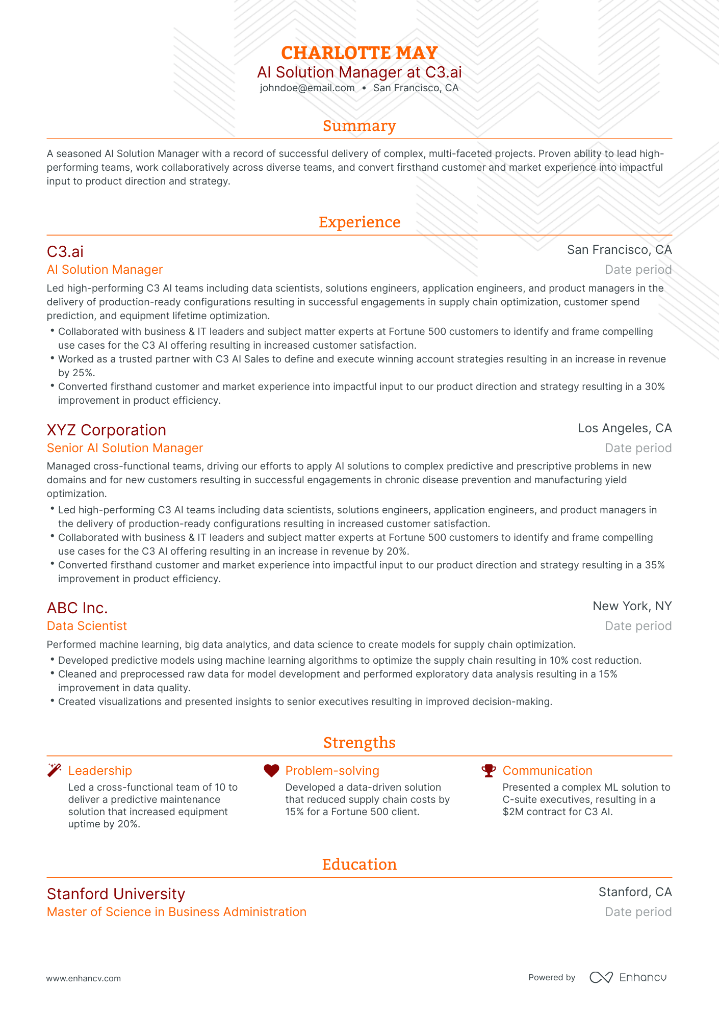 Traditional Solution Manager Resume Template