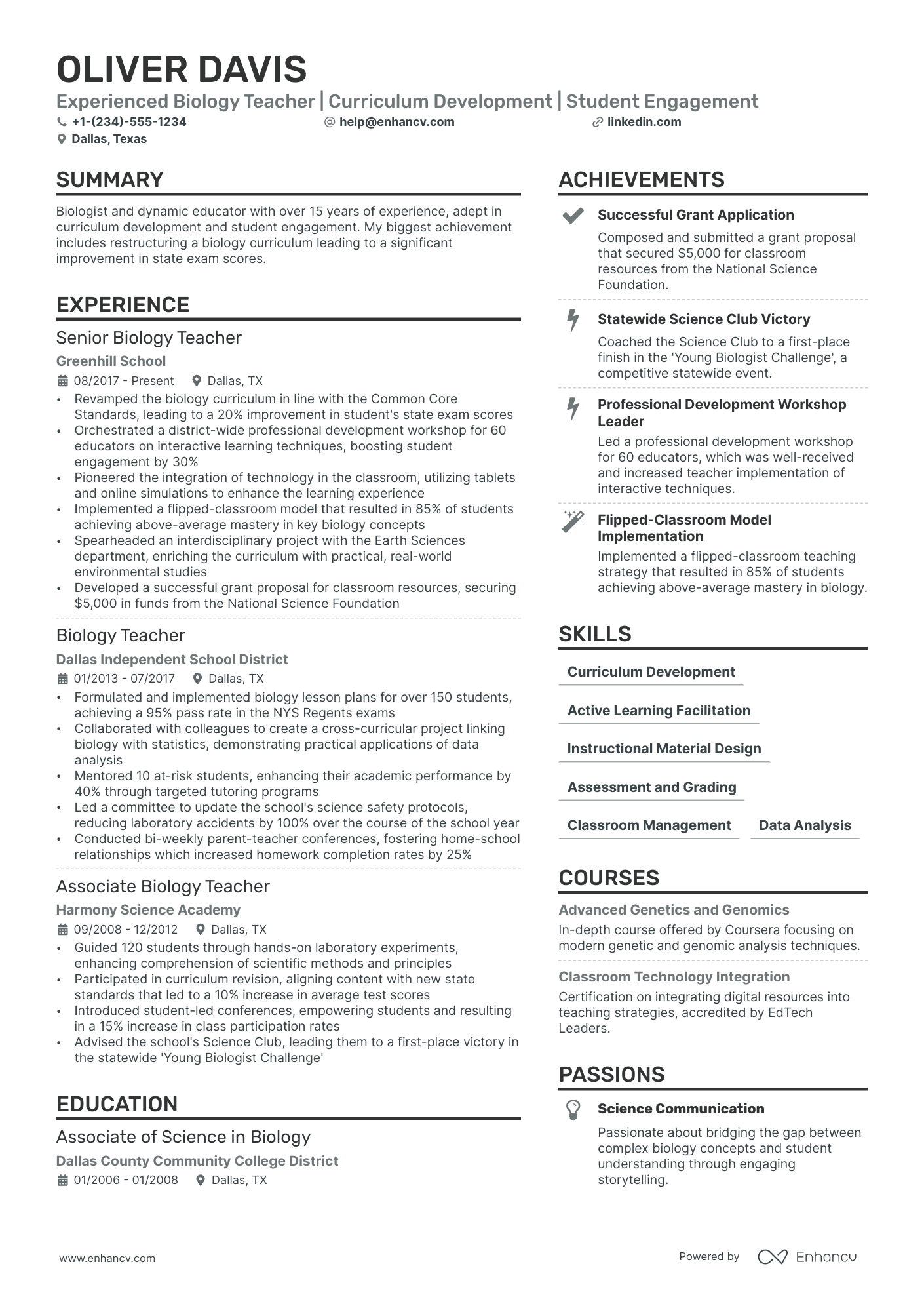 sample resume for teacher post