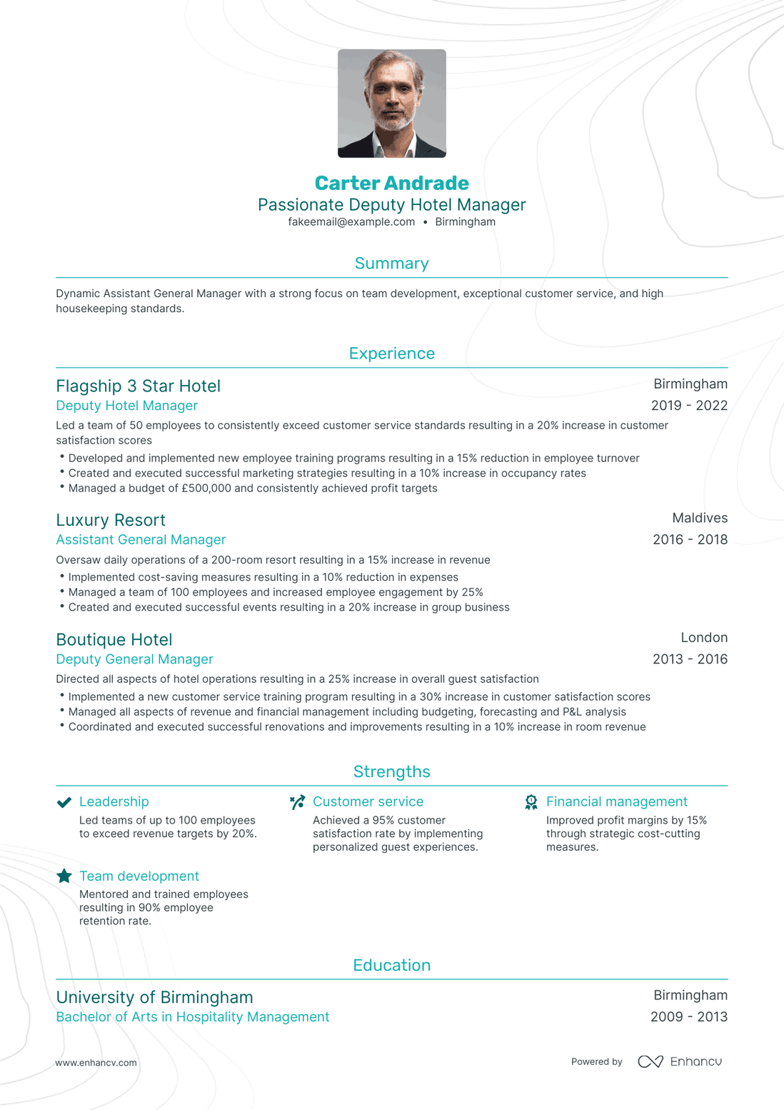 Traditional Hotel General Manager Resume Template
