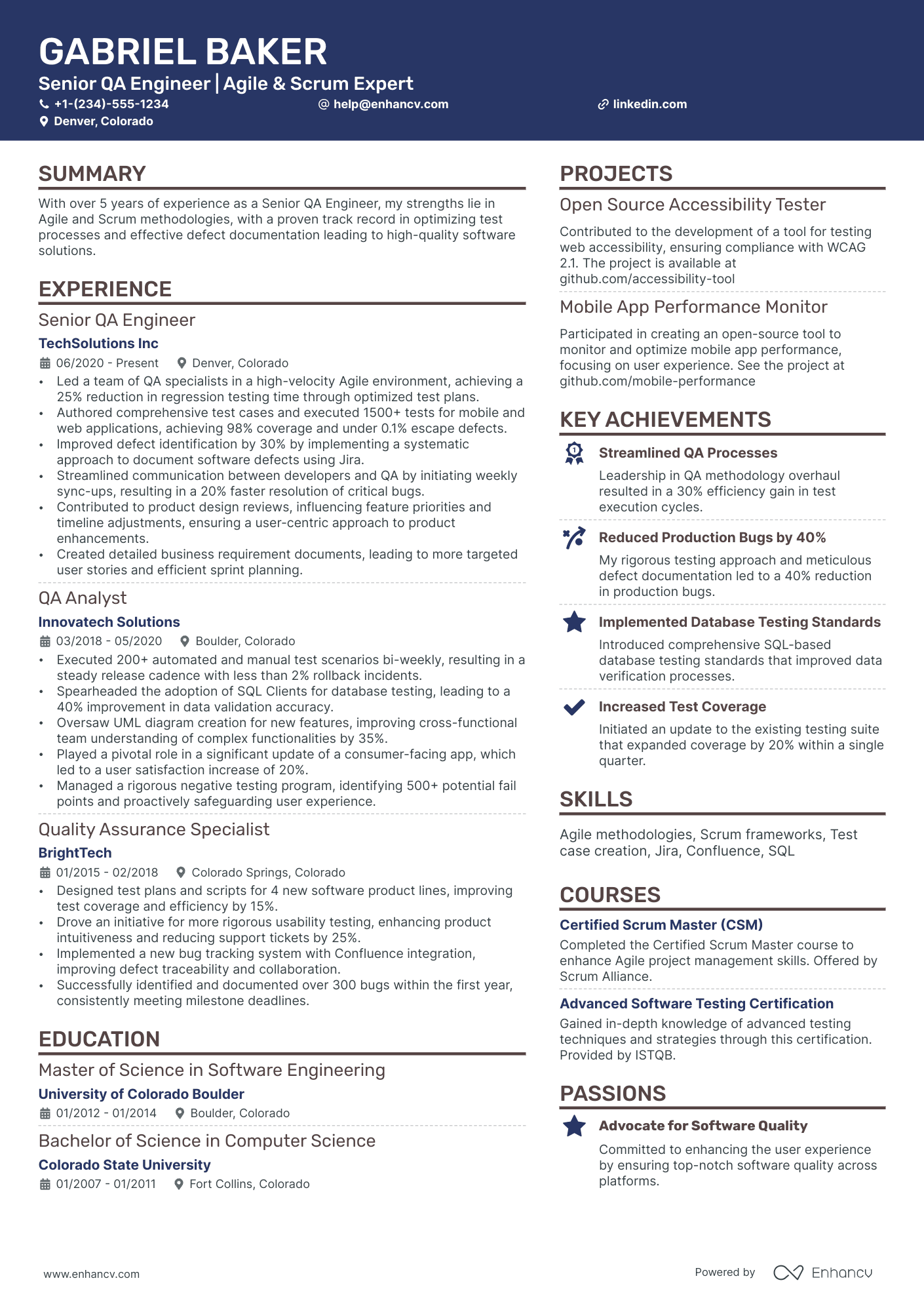 software qa engineer resume template