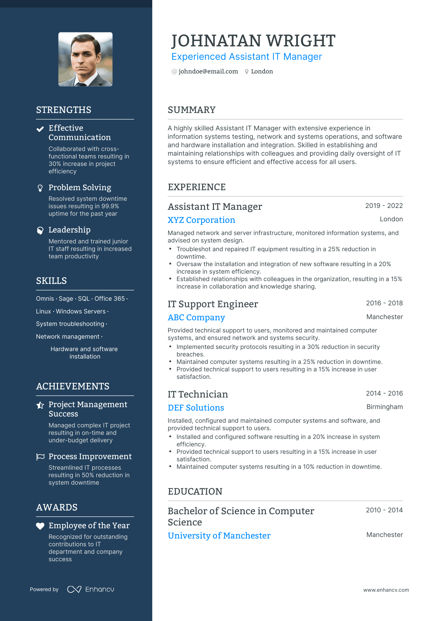 Polished Assistant IT Manager Resume Template