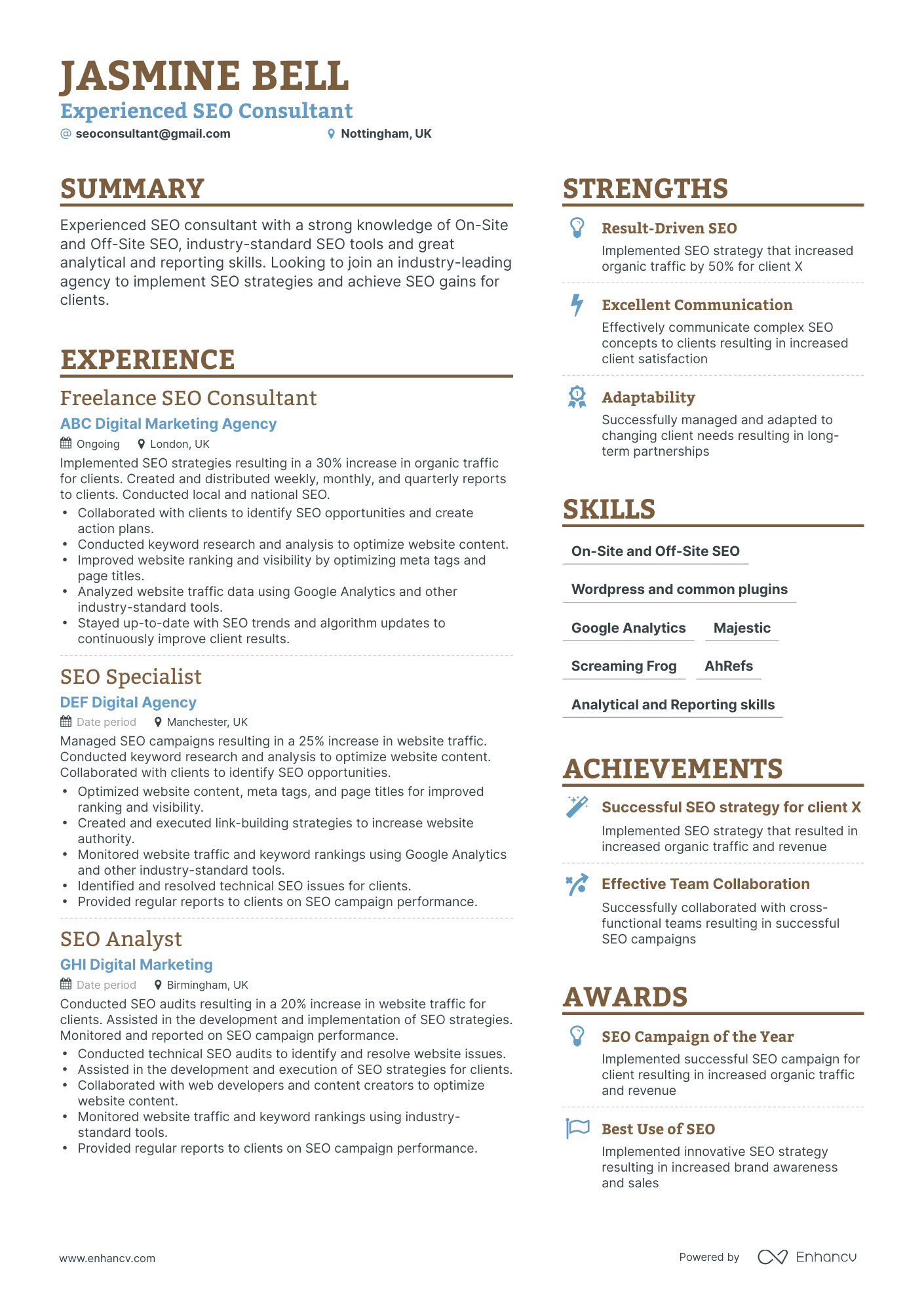 Simple Freelance Marketing Consultant Resume Template