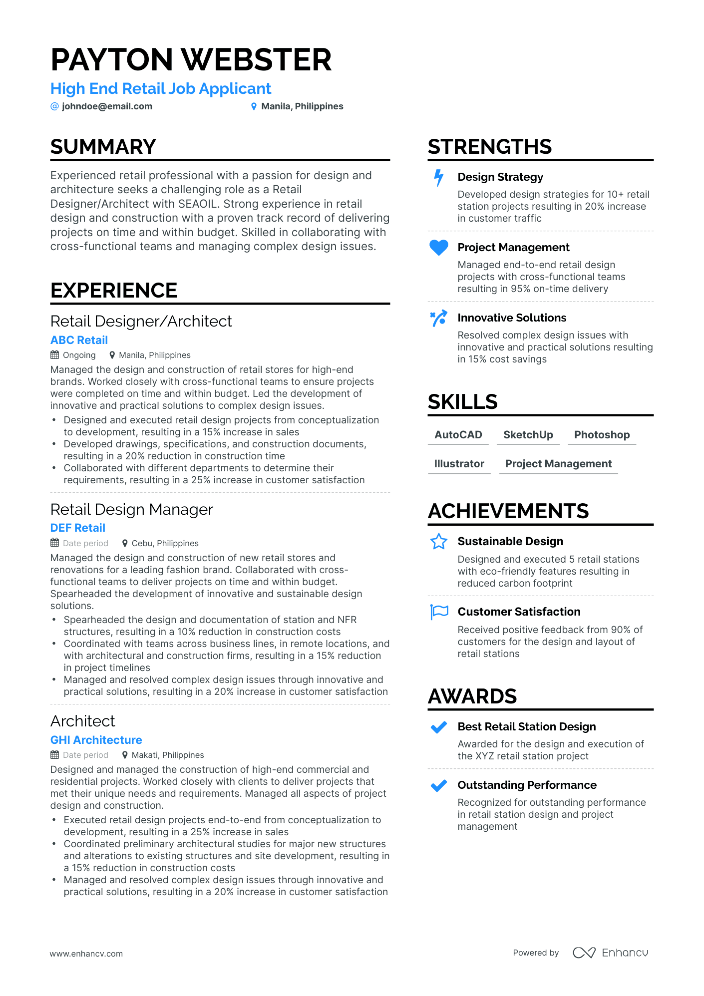 resume examples retail