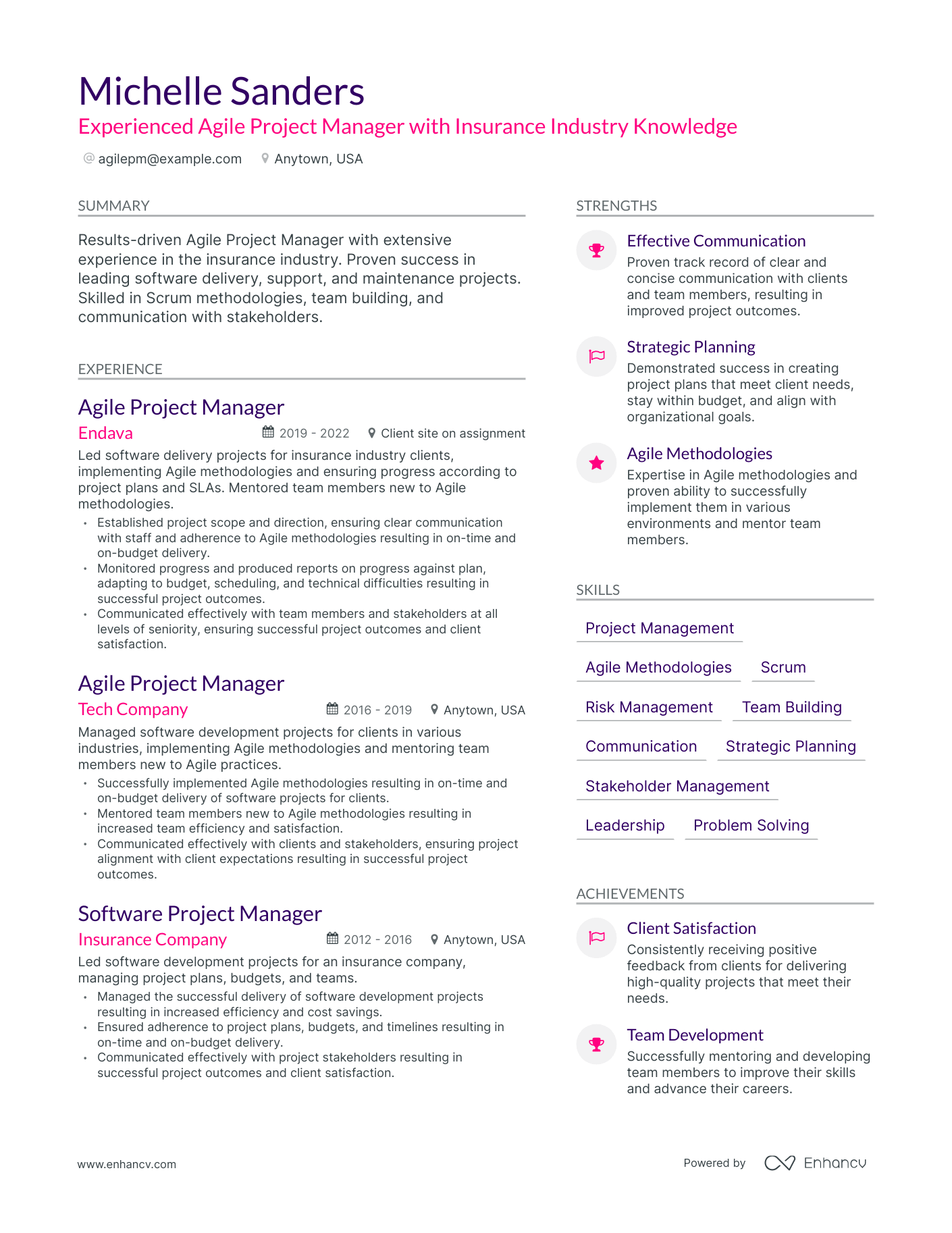 Modern Agile Project Manager Resume Template