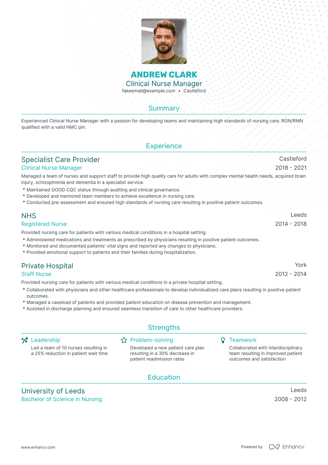Traditional Clinical Nurse Manager Resume Template