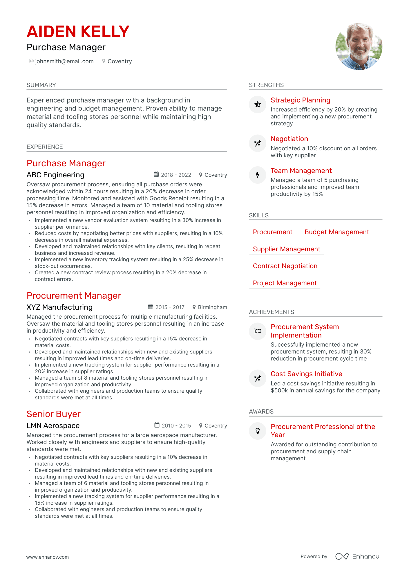 Modern Purchase Manager Resume Template