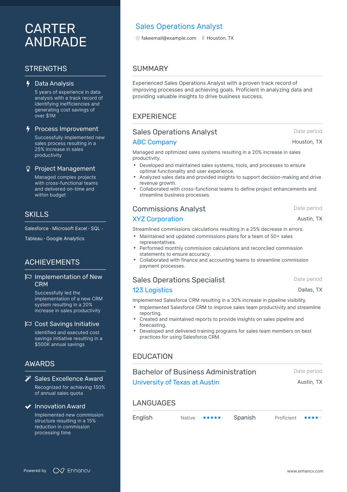 Polished Sales Operations Analyst Resume Template