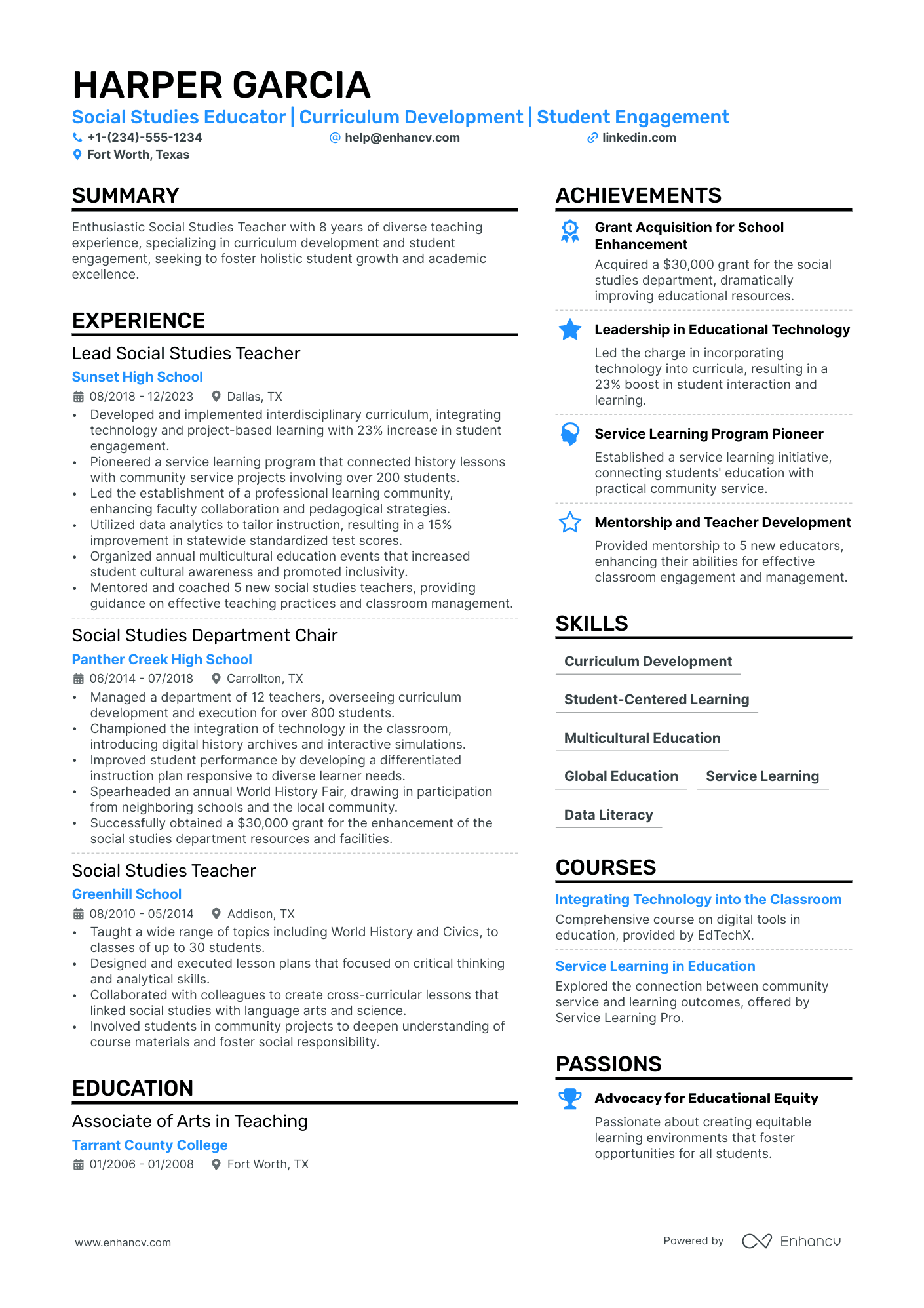 resume format for the post of teacher