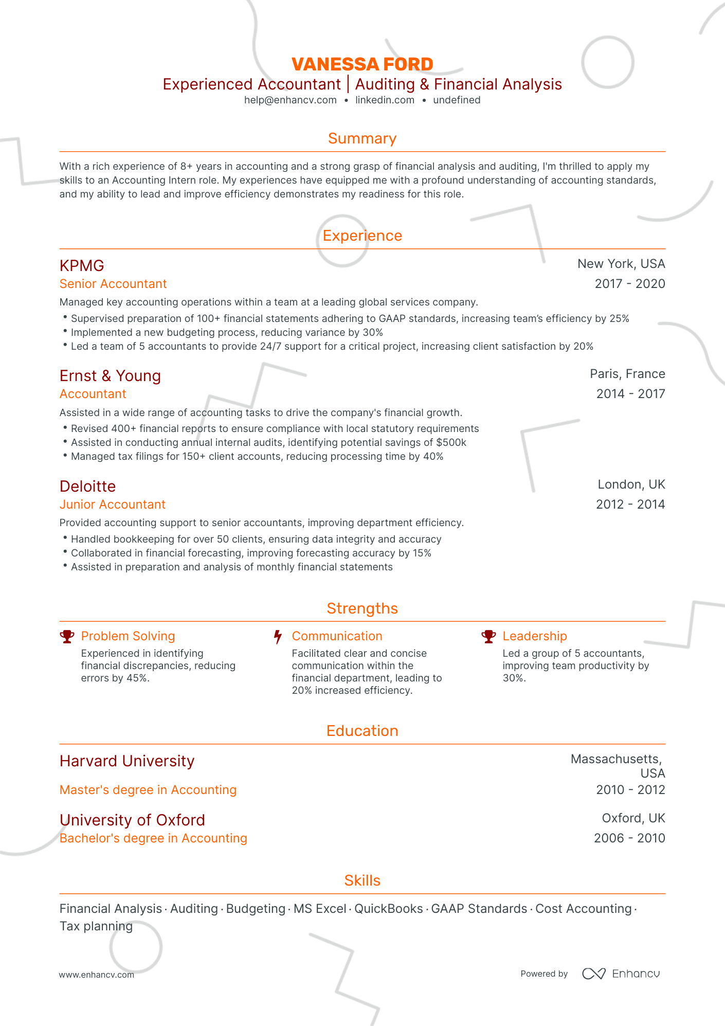 undefined Accounting Intern Resume Template