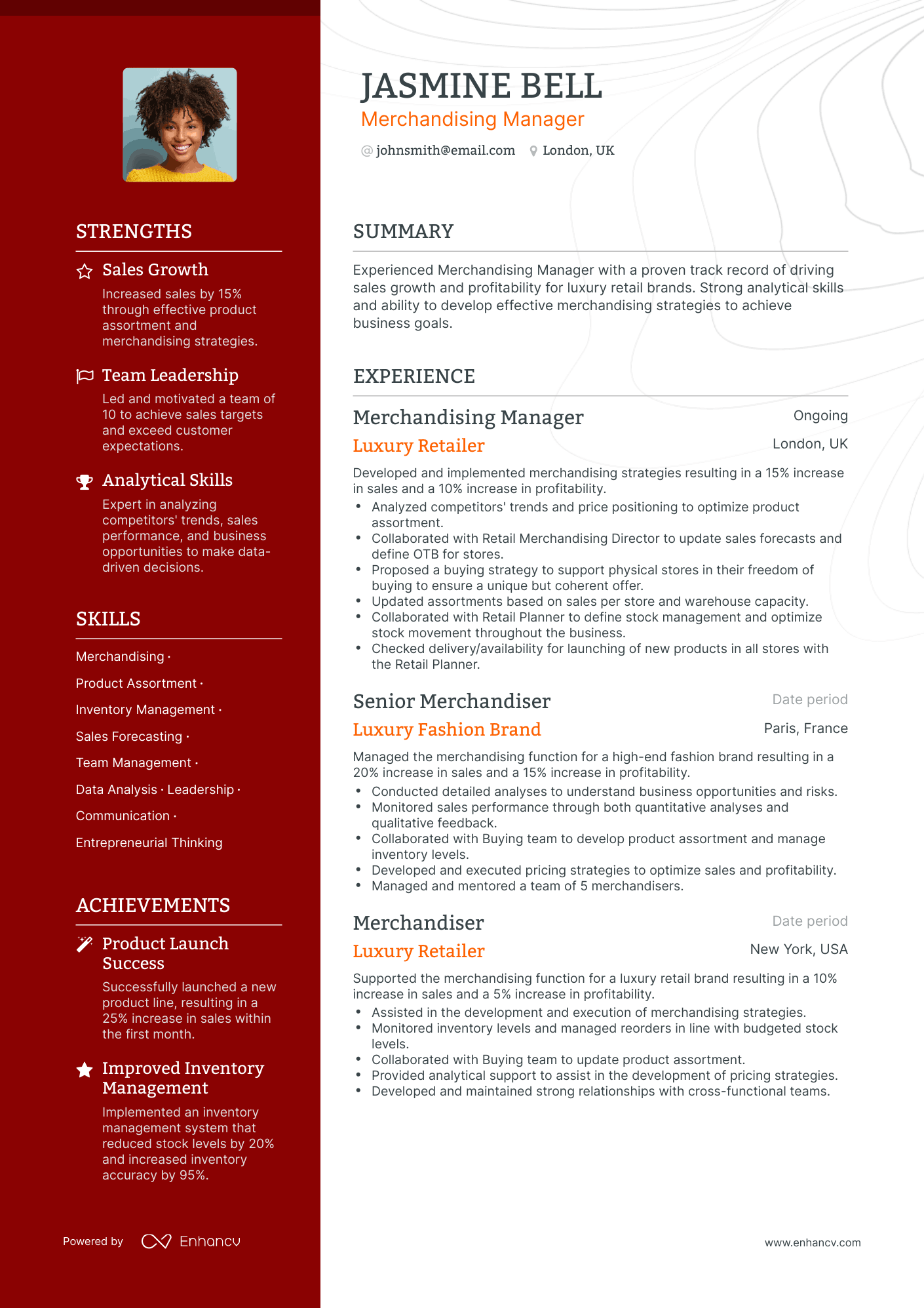 Polished Merchandising Manager Resume Template