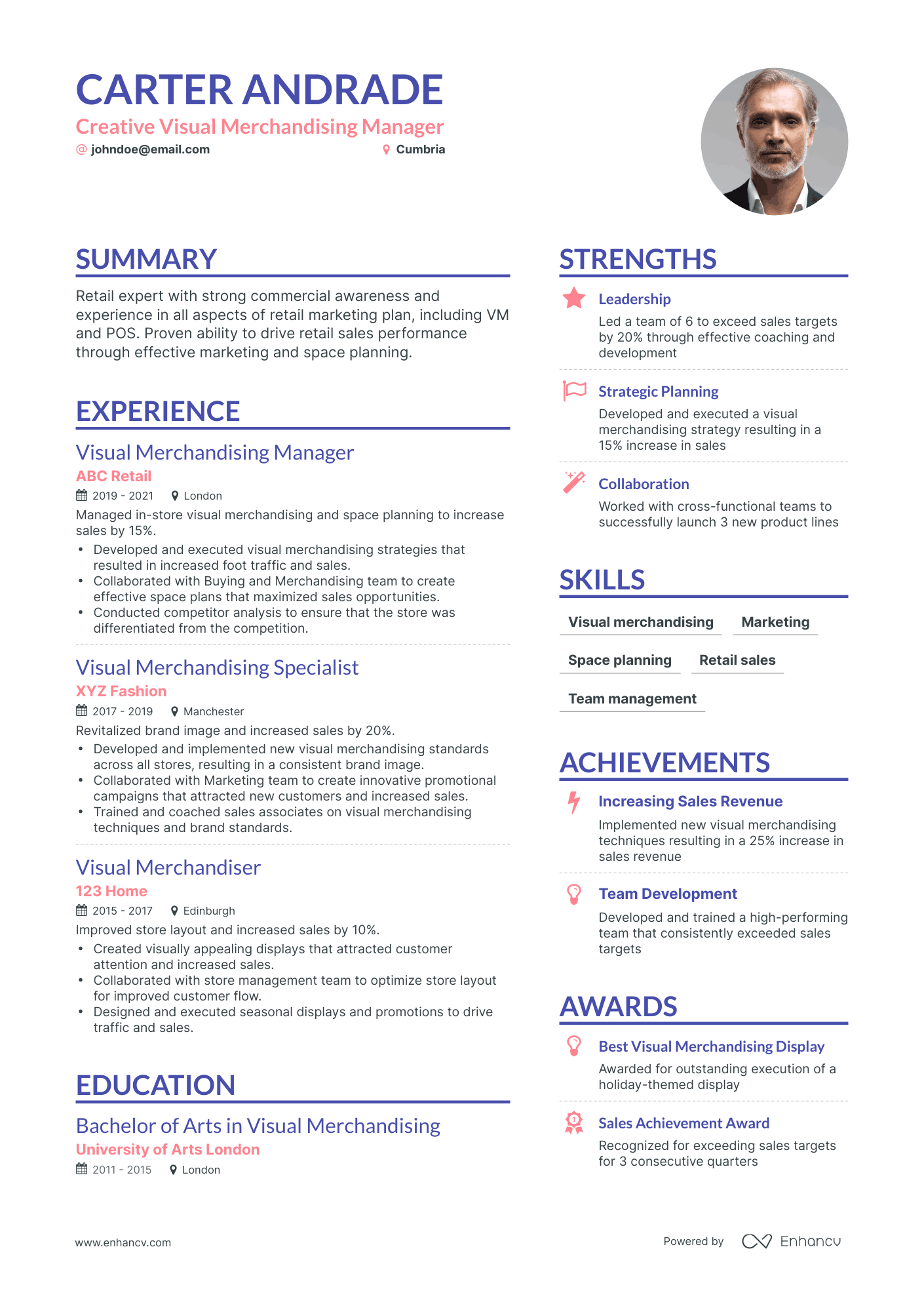 Simple Visual Merchandising Manager Resume Template