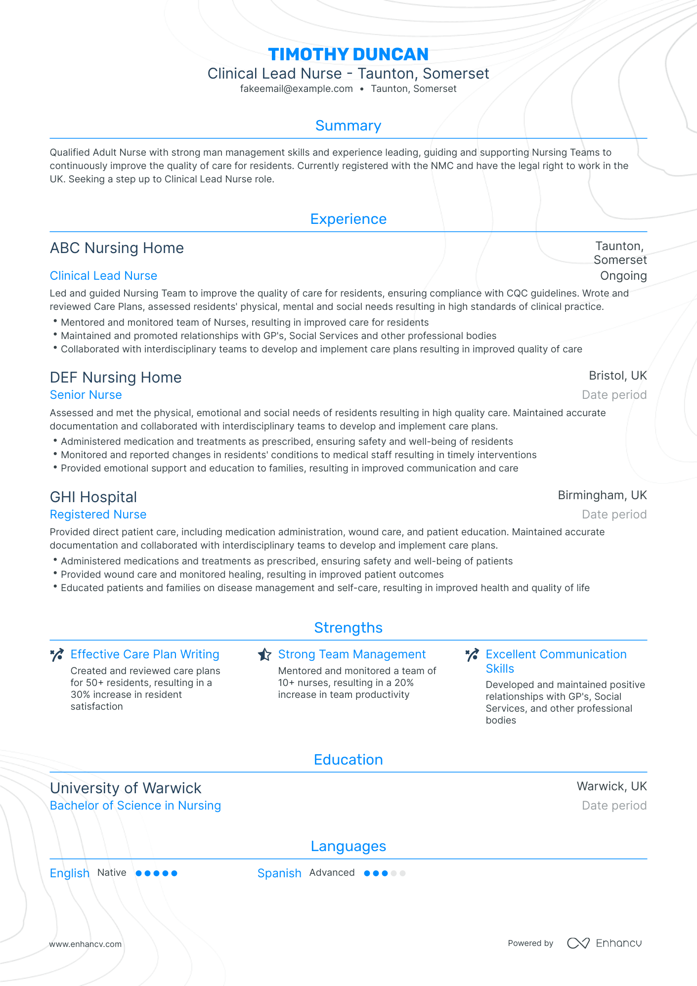 Traditional Clinical Nurse Resume Template