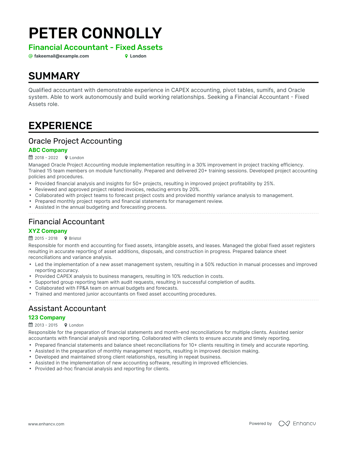 Classic Oracle Project Accounting Resume Template