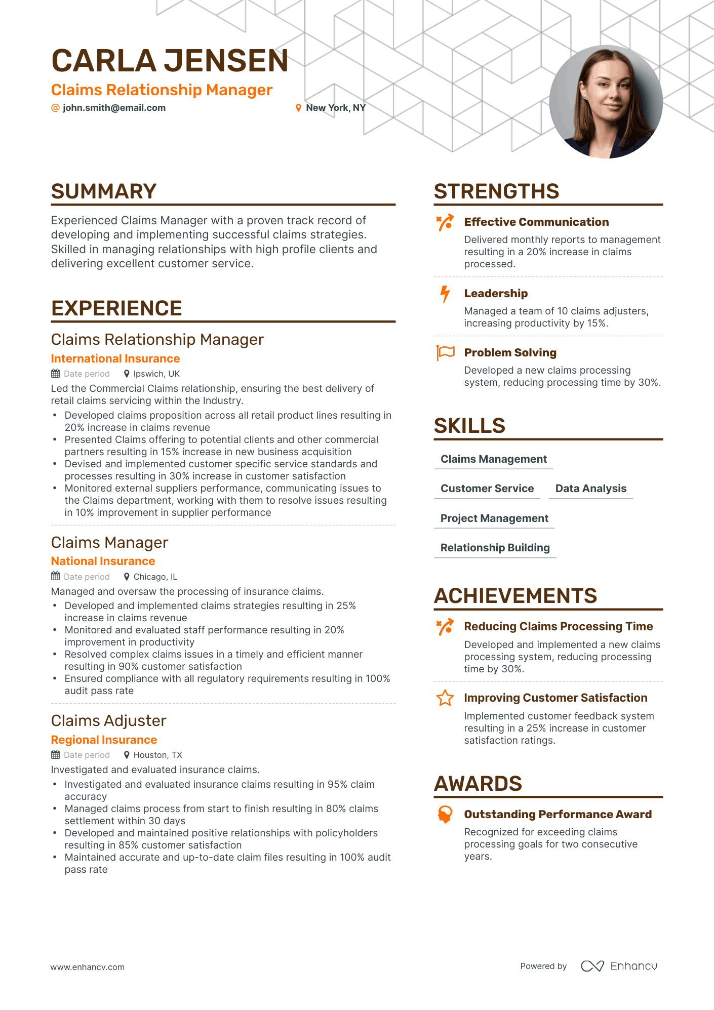 Simple Claims Manager Resume Template