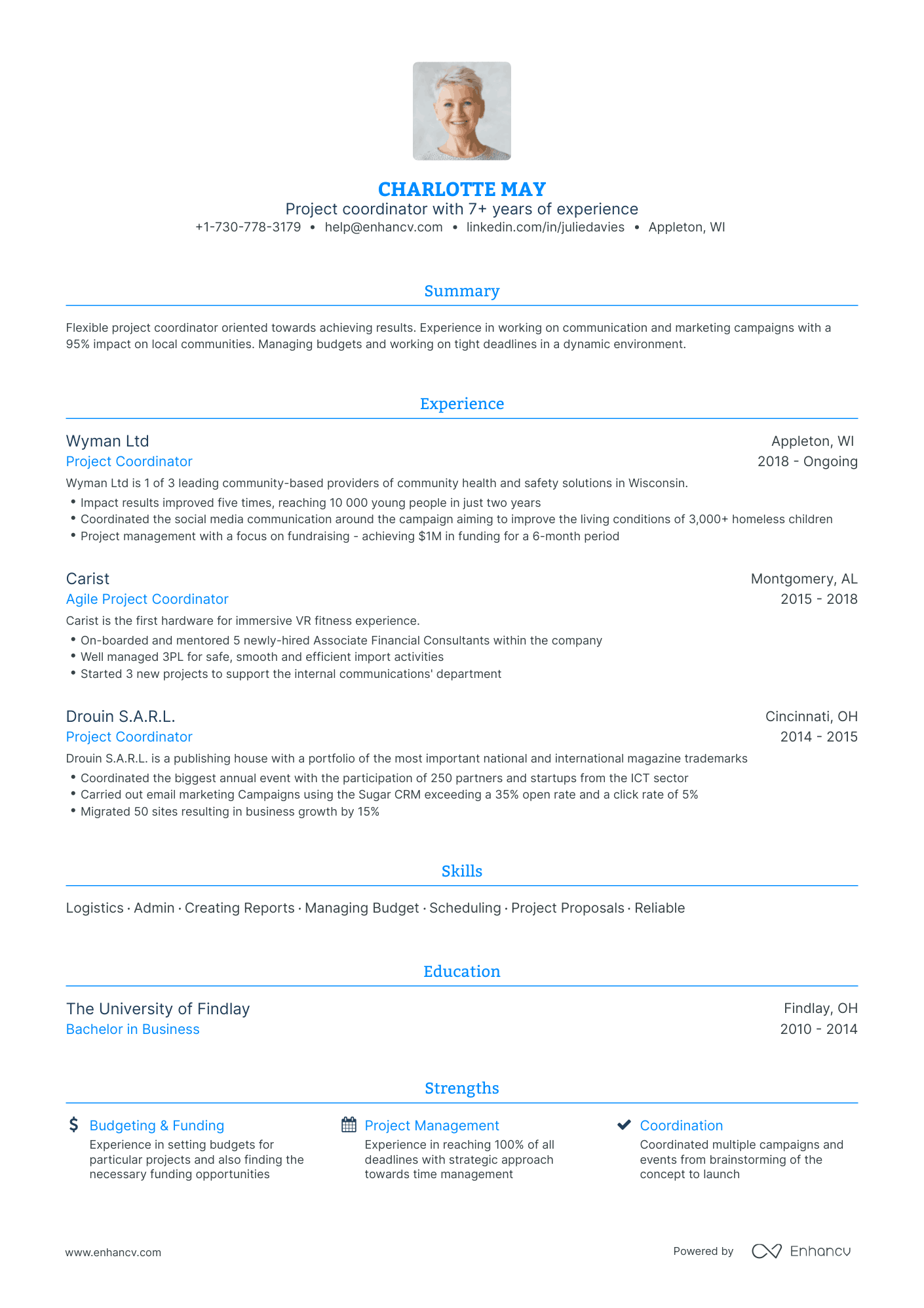 Traditional Project Coordinator Resume Template