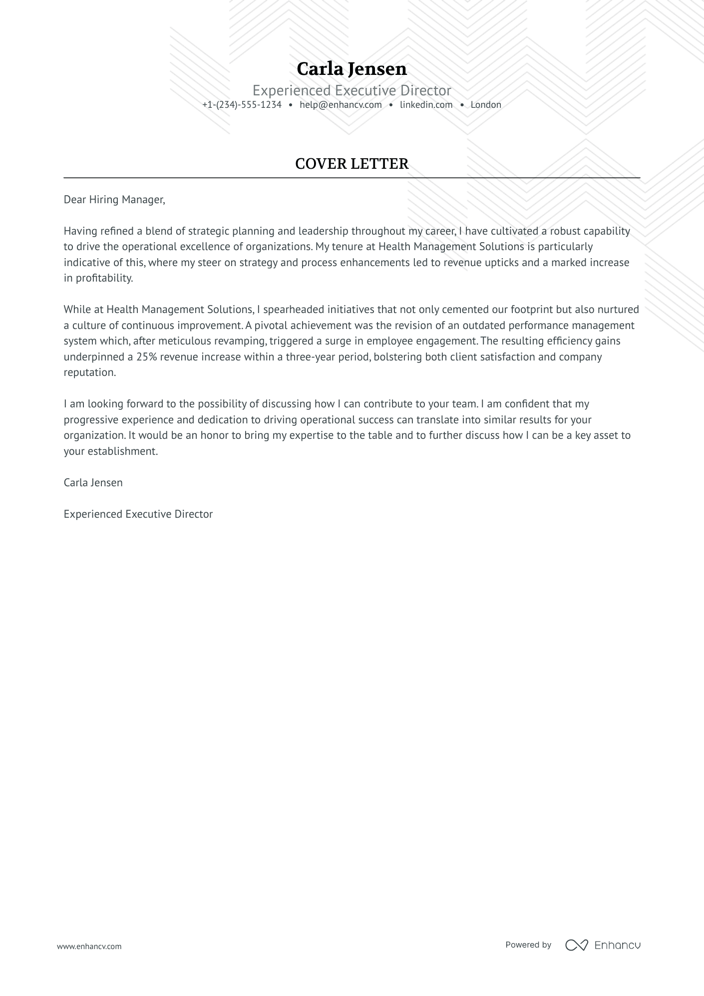 executive level cover letter template