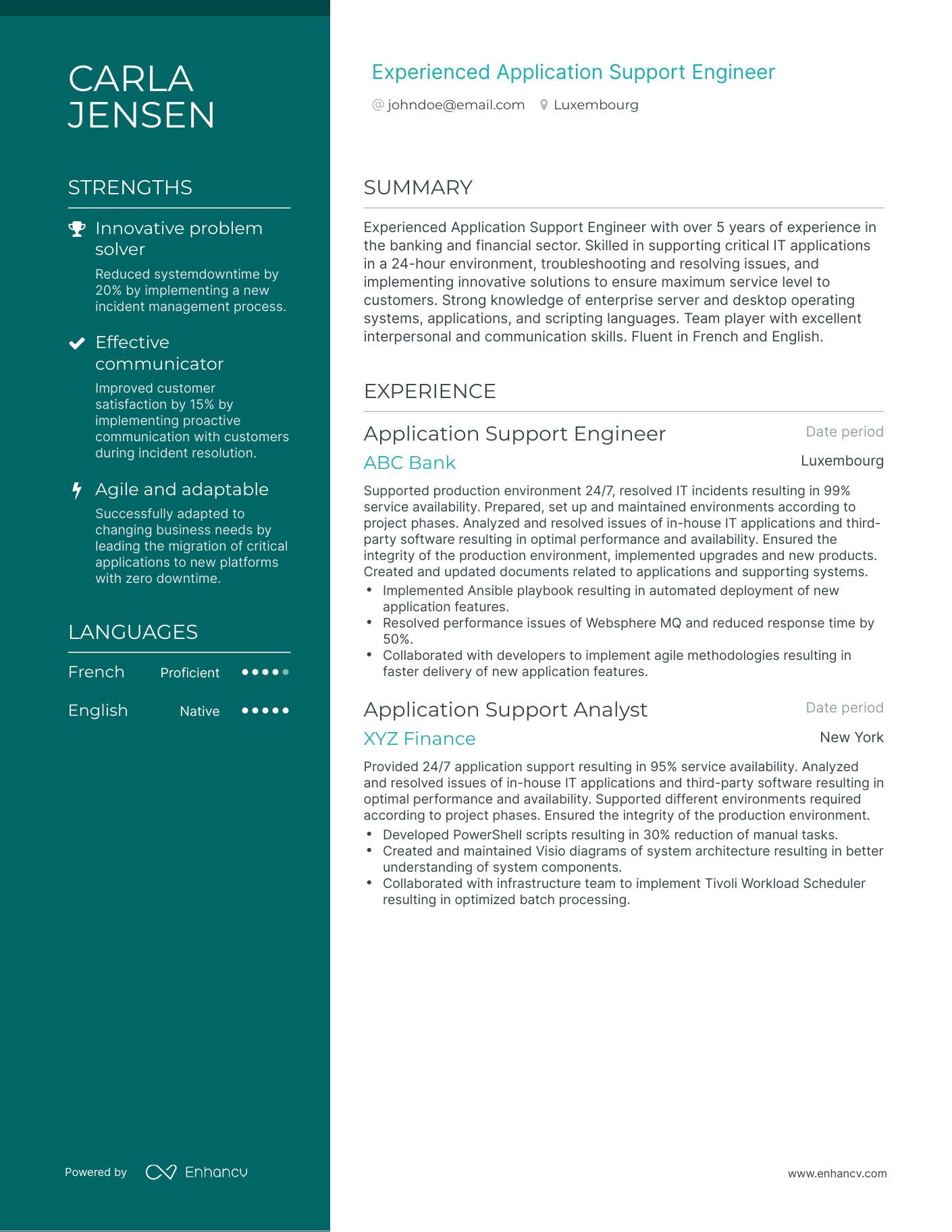 Polished Application Support Resume Template