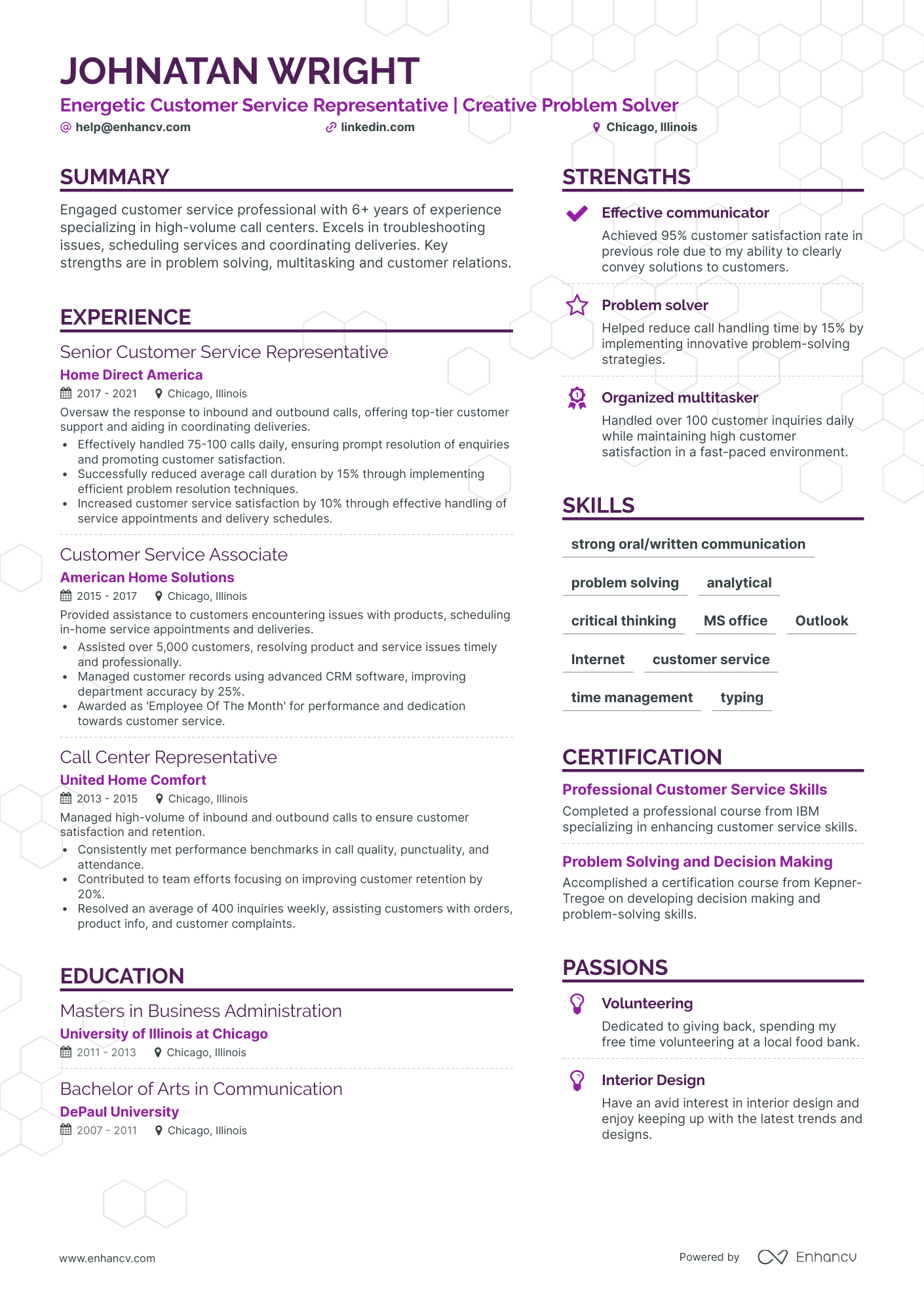 sample resume for non voice call center