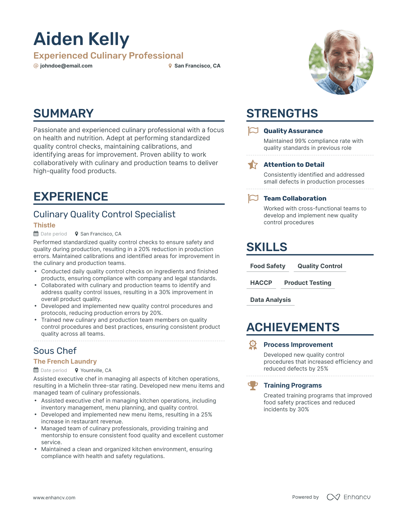 Simple Culinary Resume Template