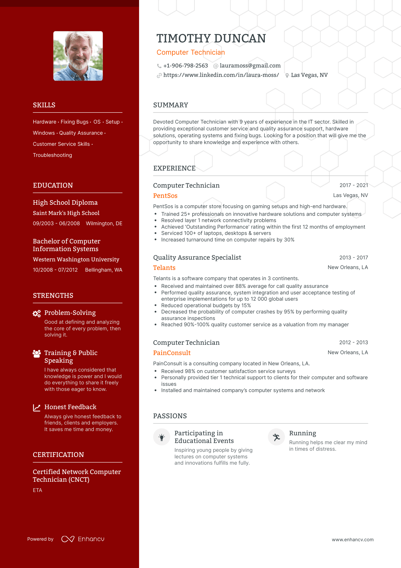 Polished Computer Technician Resume Template