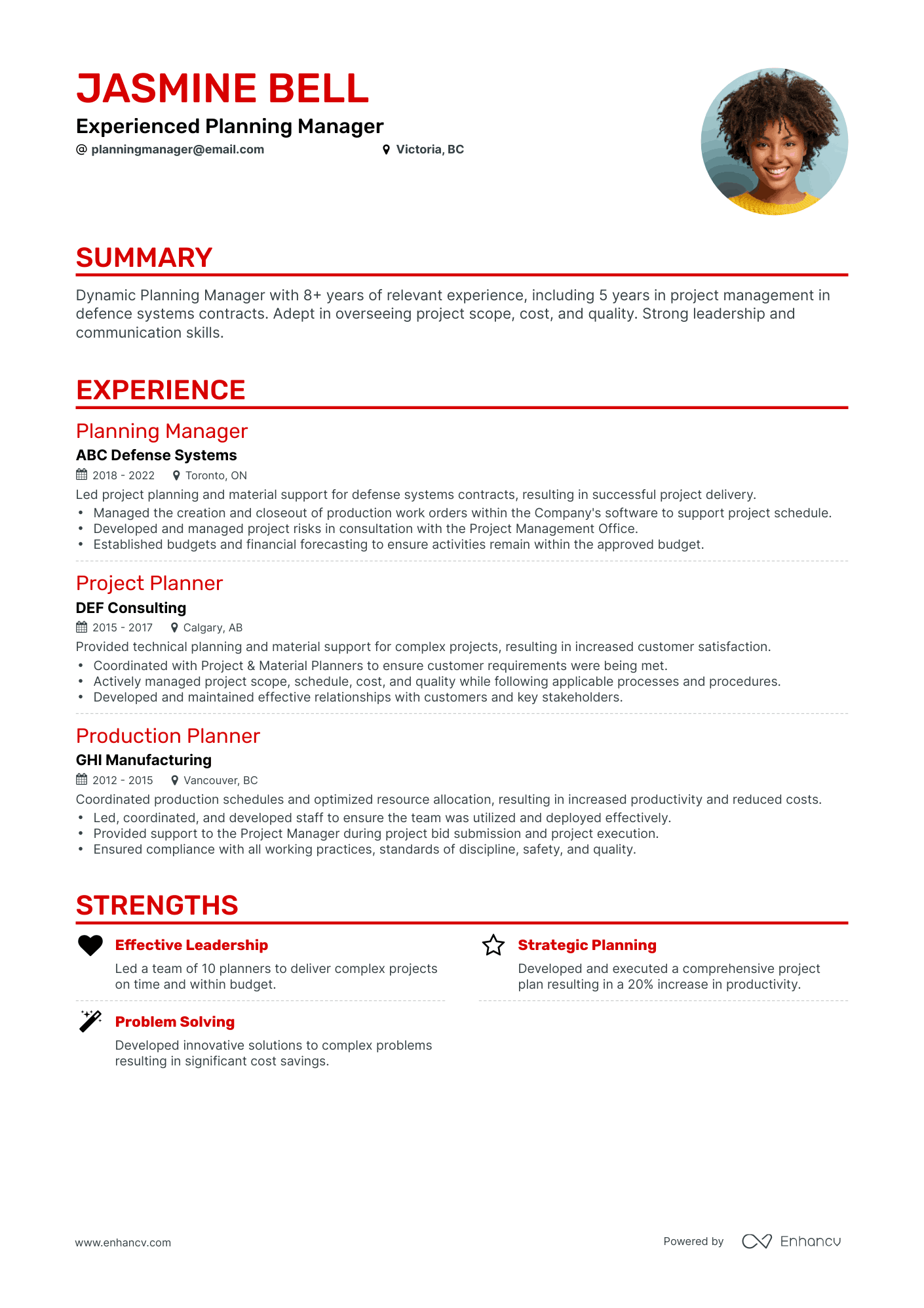 Classic Planning Manager Resume Template