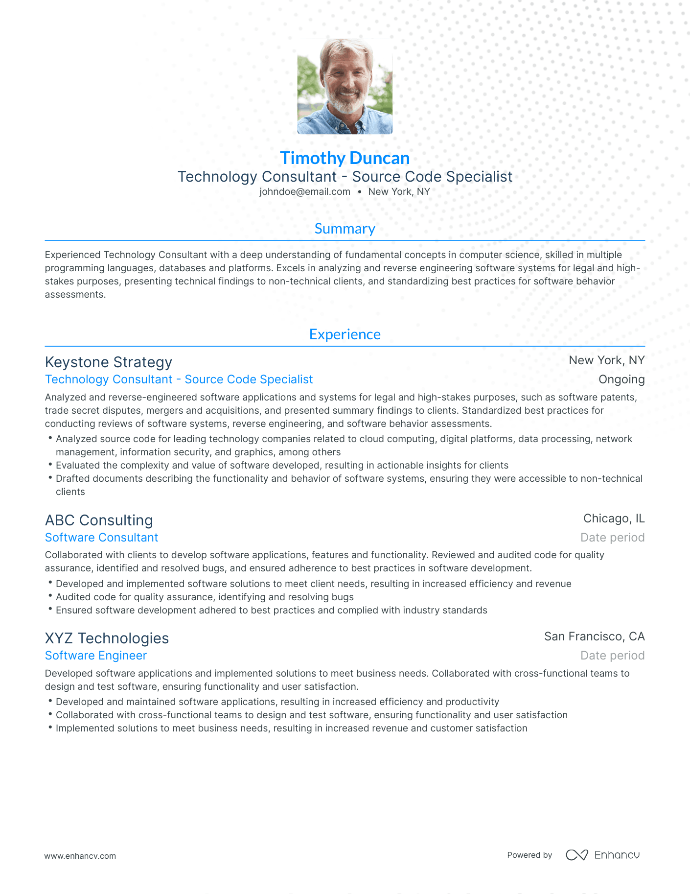 Traditional Technology Consultant Resume Template