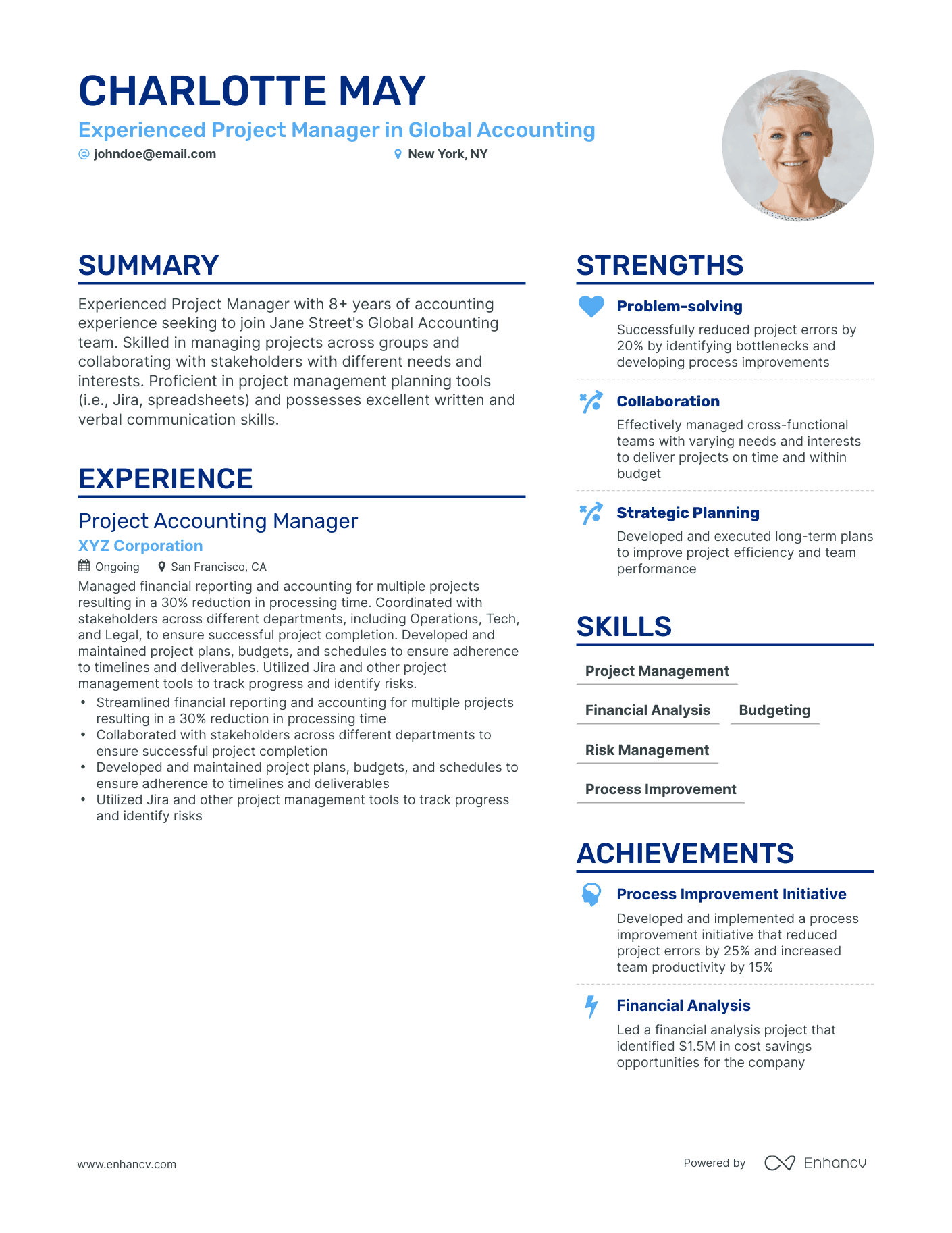 Simple Project Accounting Resume Template