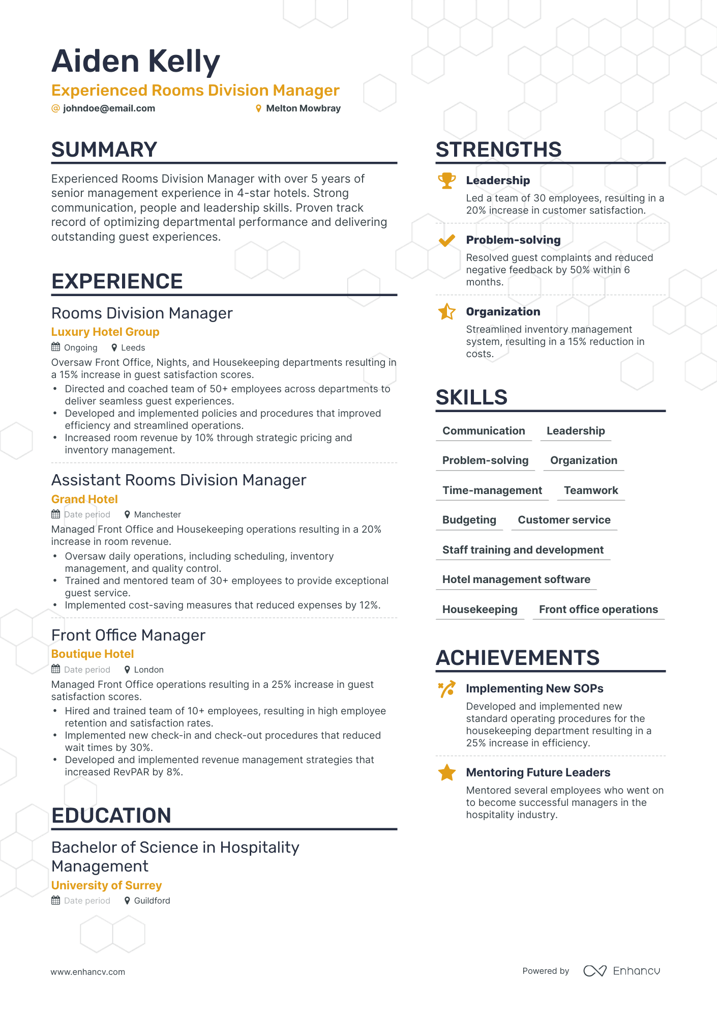 5 Rooms Division Manager Resume Examples & Guide for 2024