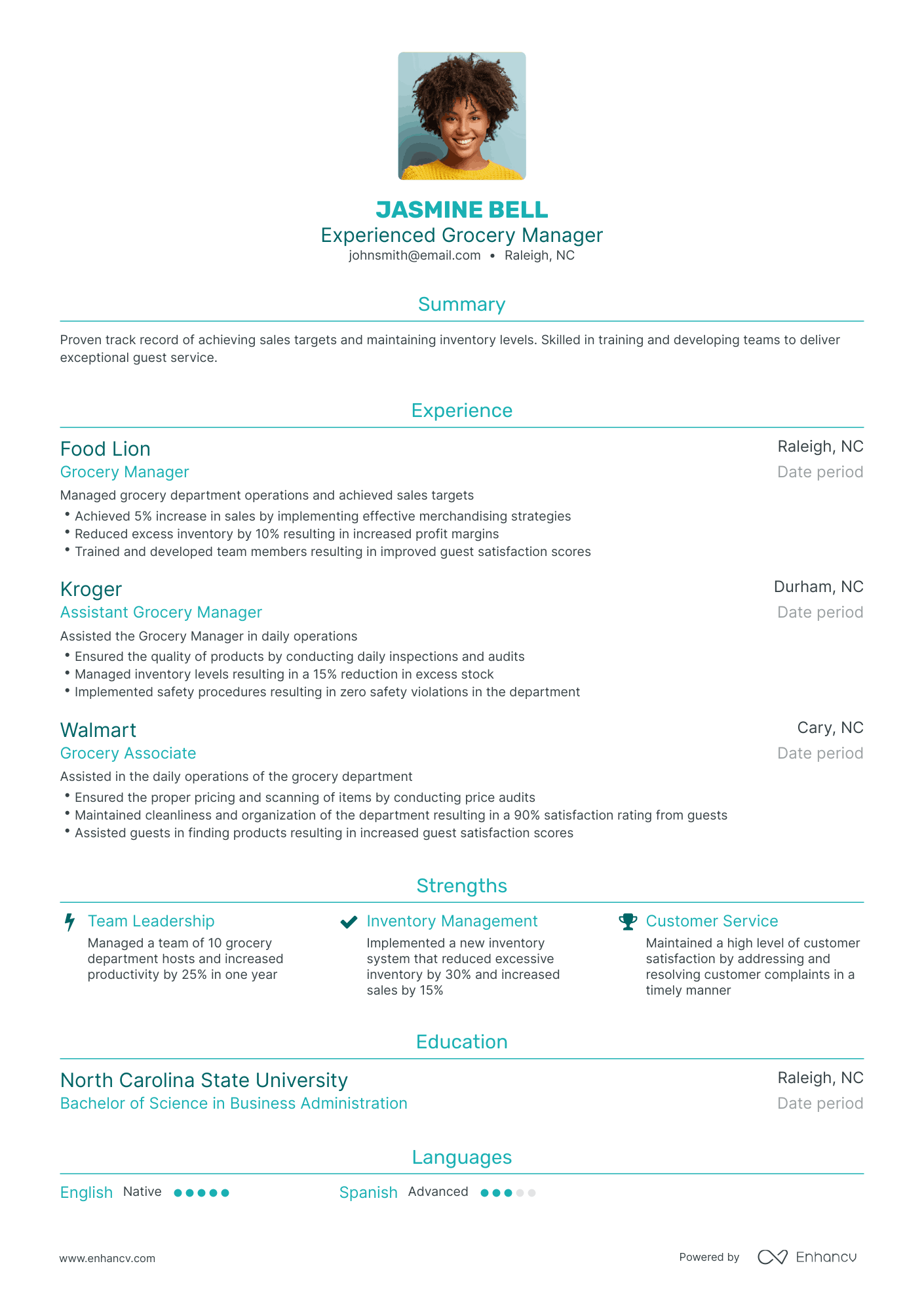 Traditional Grocery Manager Resume Template