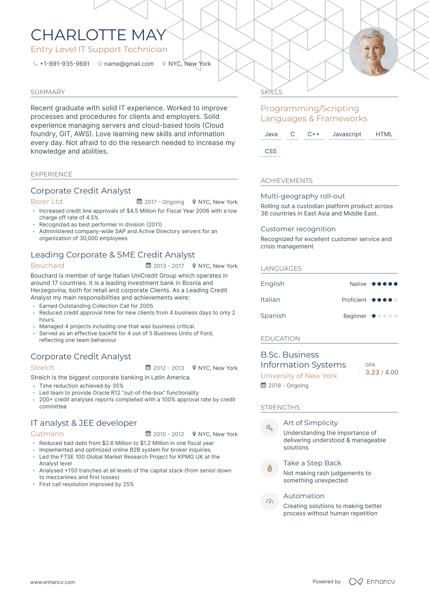 Modern Entry Level IT Resume Template