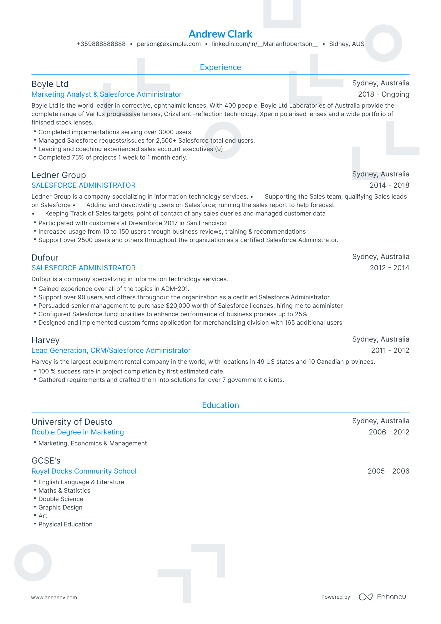 Traditional Salesforce Resume Template