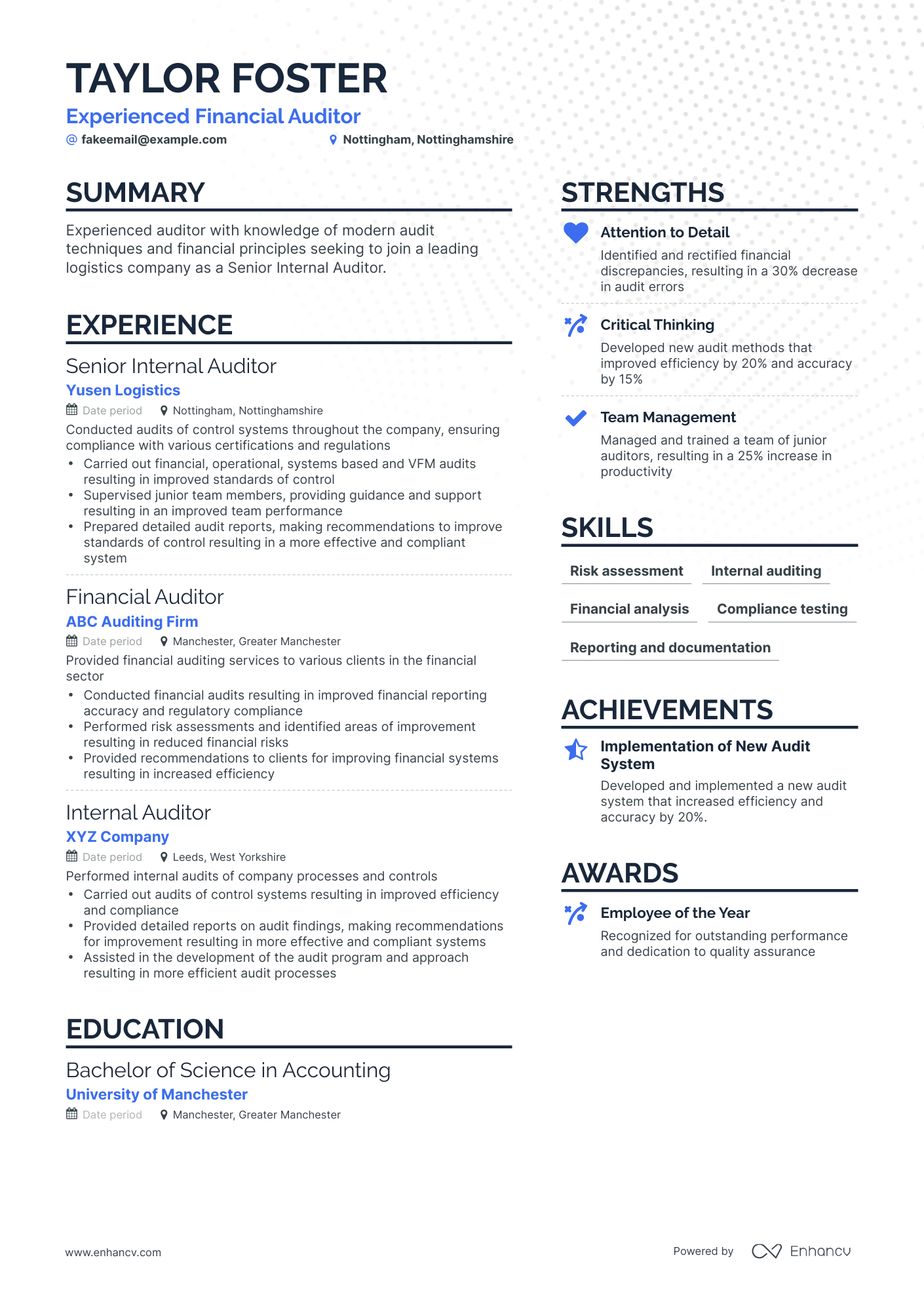 Simple Financial Auditor Resume Template