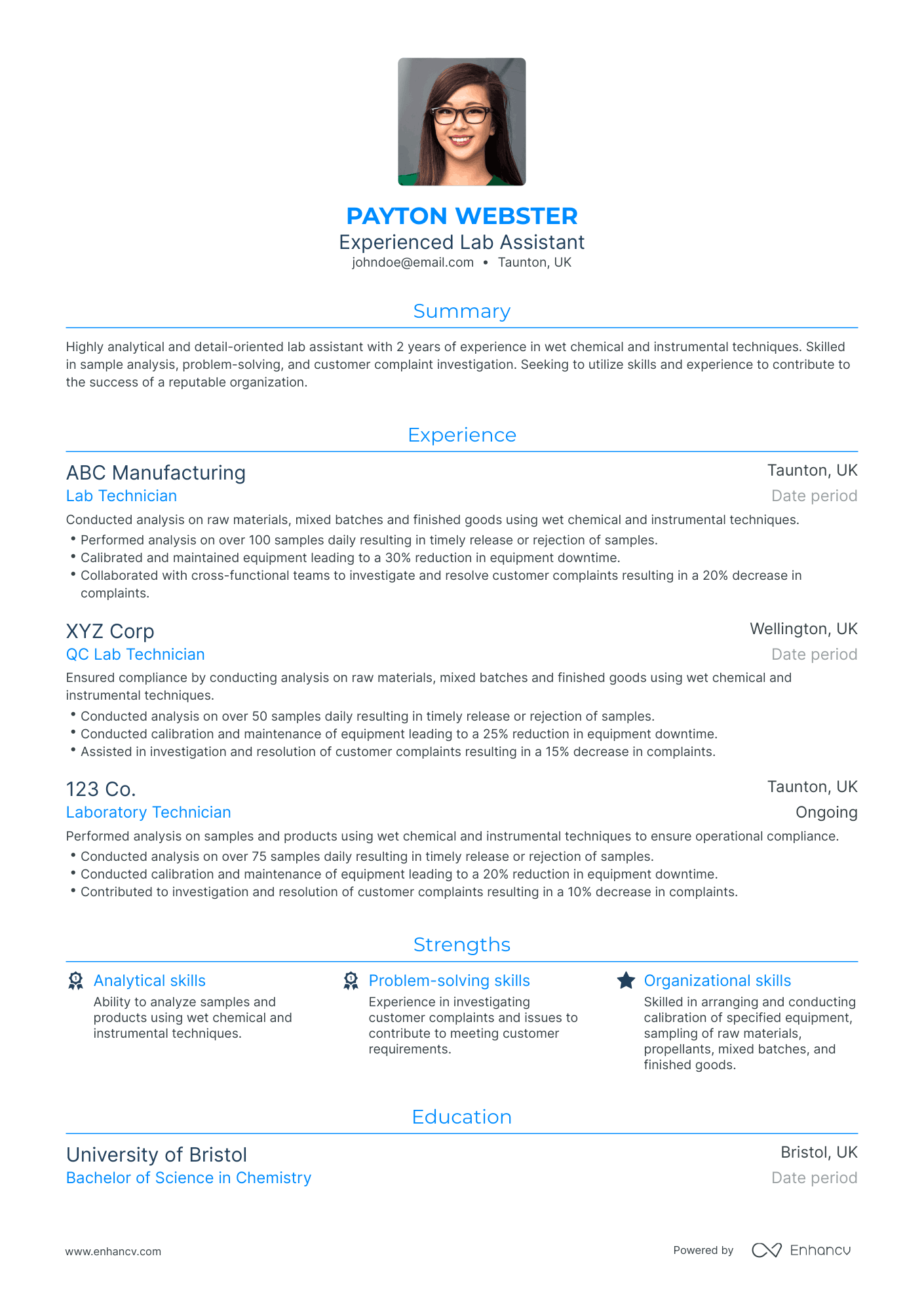 Traditional Lab Assistant Resume Template