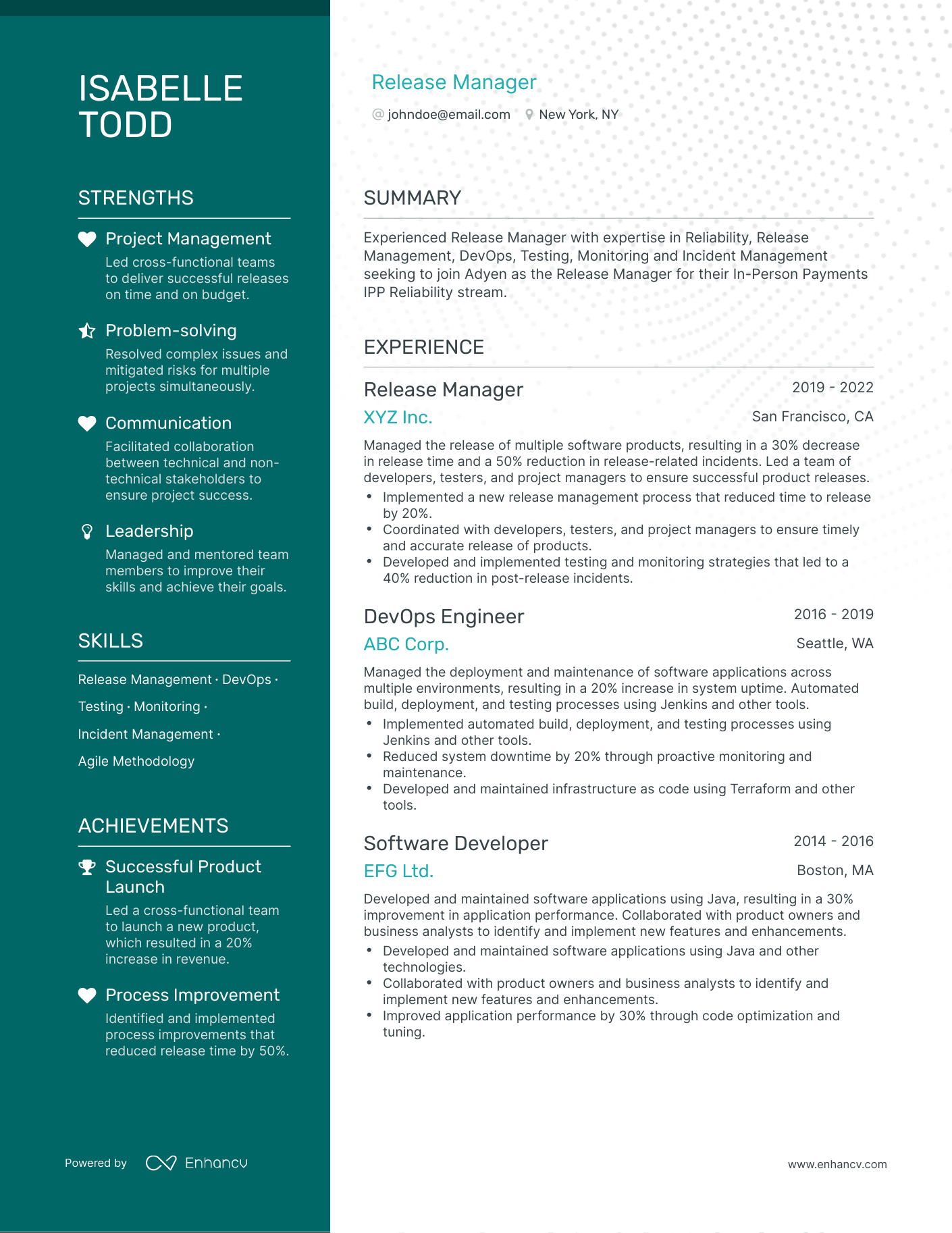 Polished Release Manager Resume Template