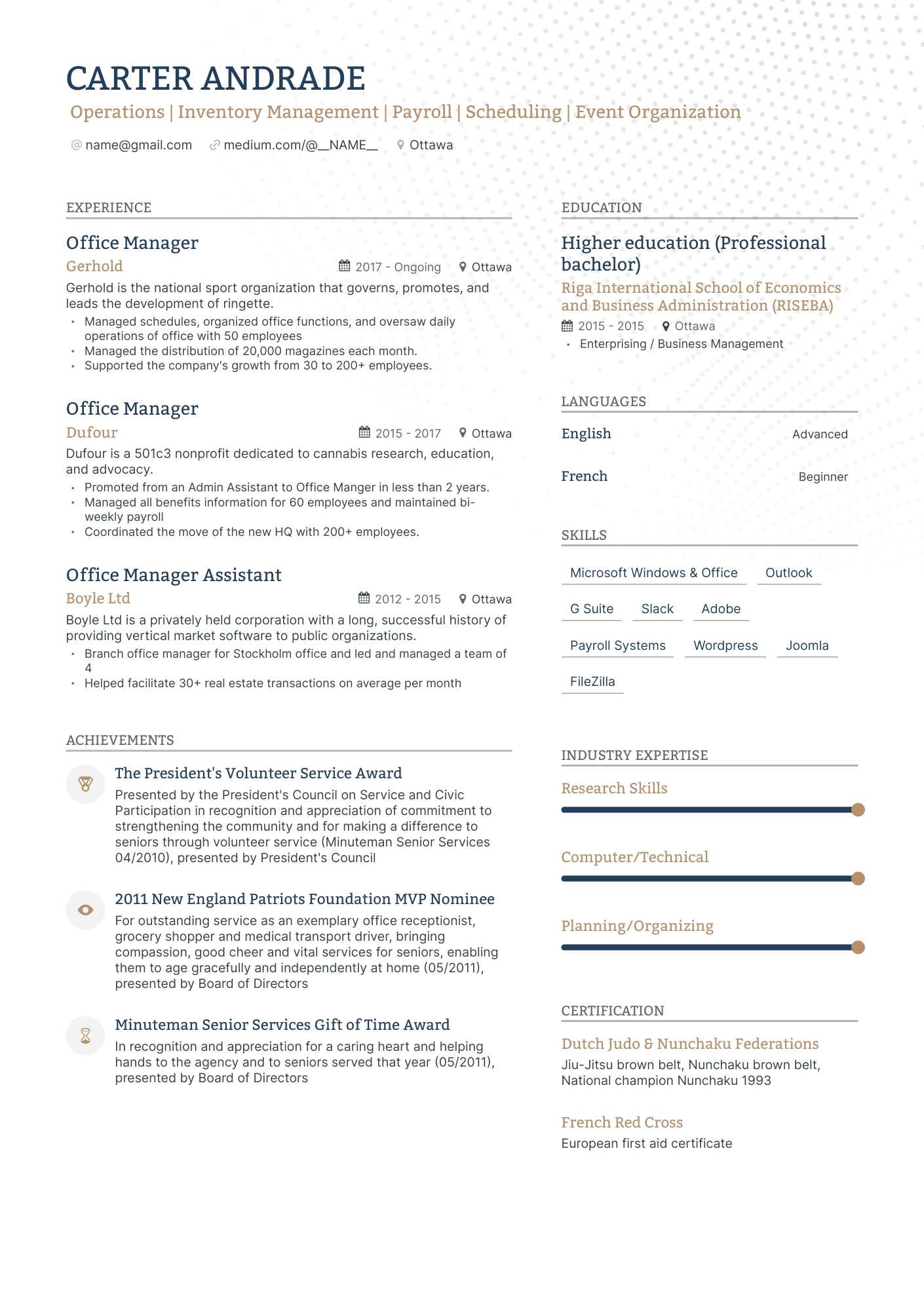 Modern Office Manager Resume Template