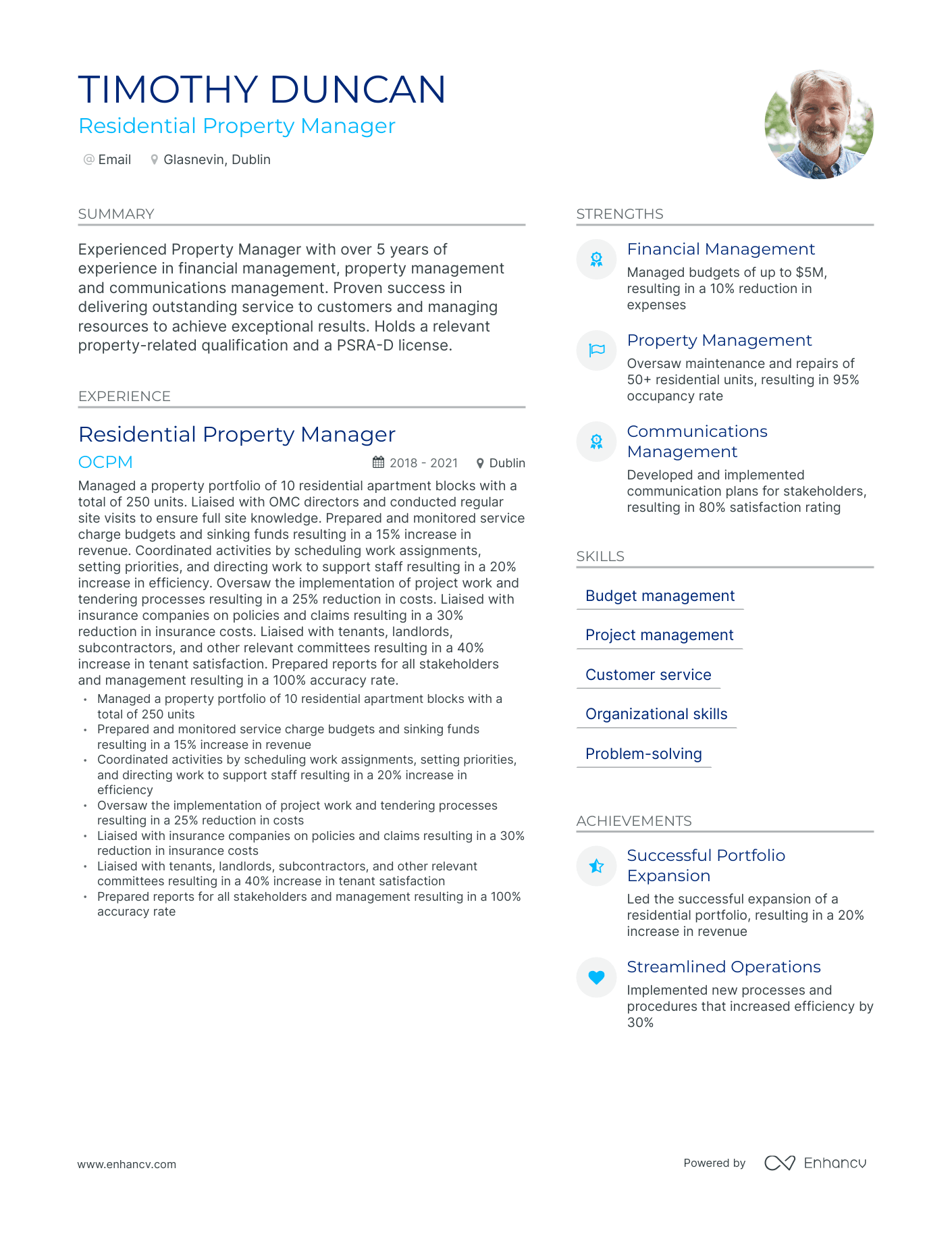Modern Residential Property Manager Resume Template