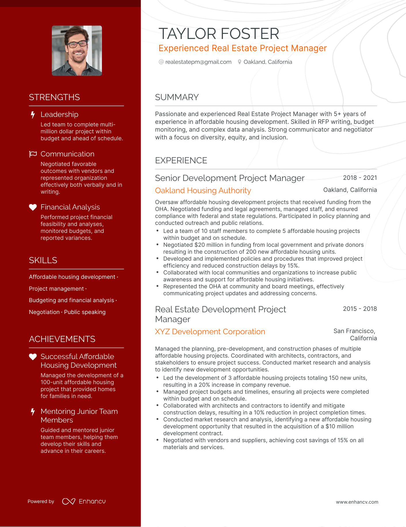 Polished Real Estate Project Manager Resume Template