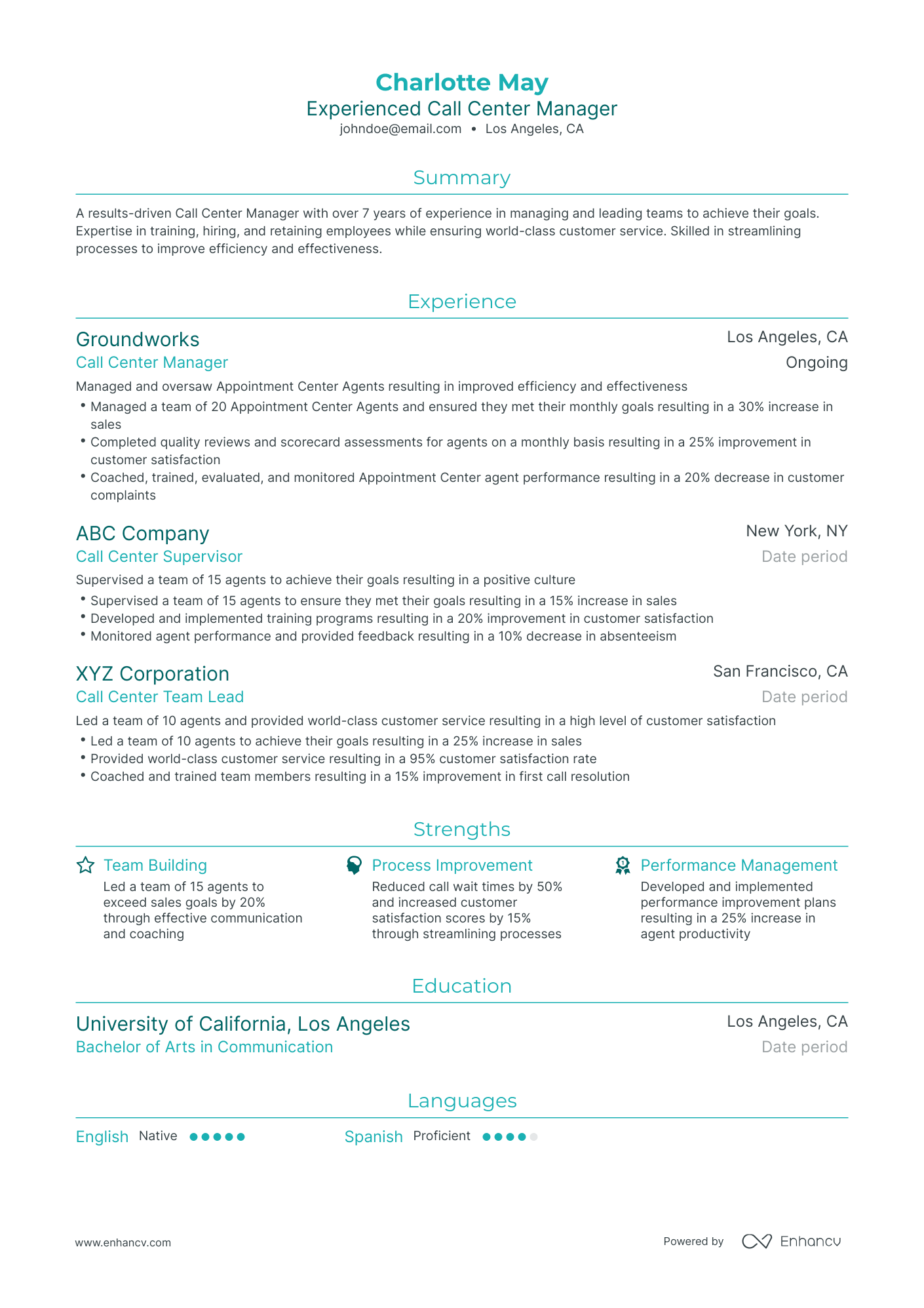 5 Call Center Manager Resume Examples Guide For 2023