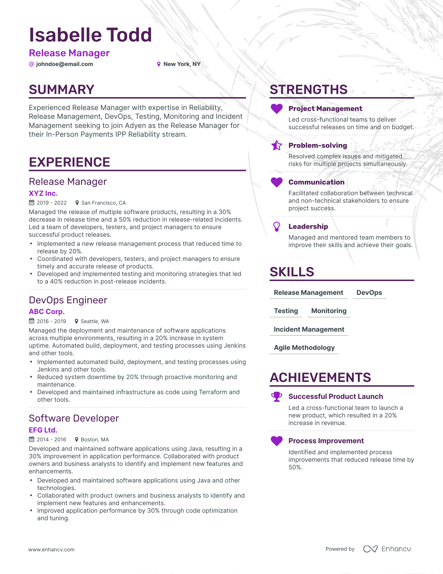 Simple Release Manager Resume Template
