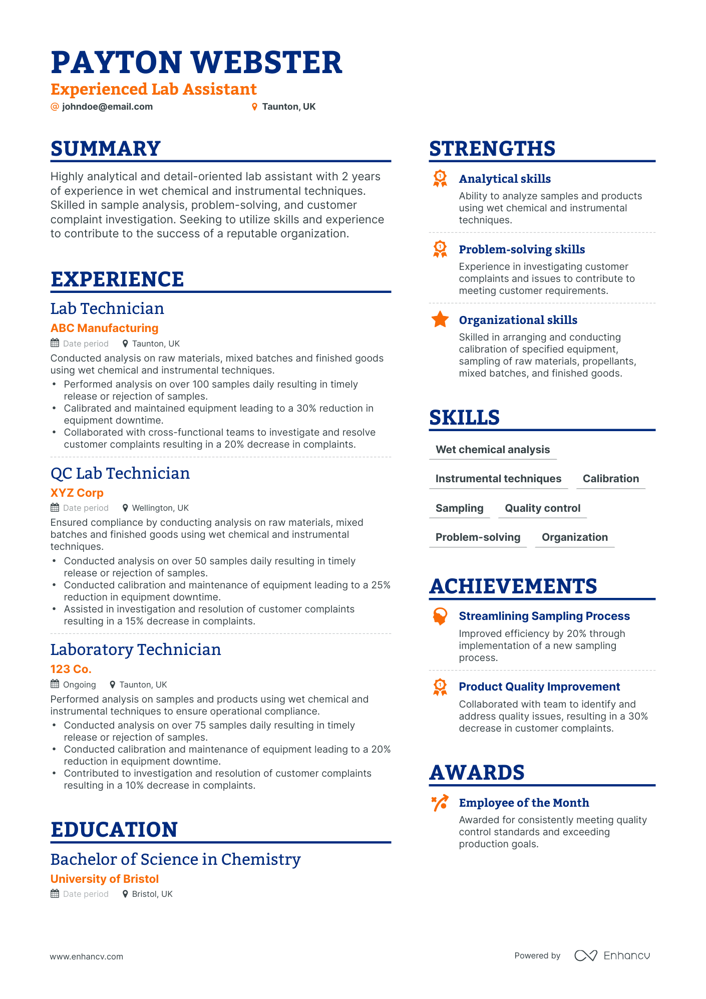 Simple Lab Assistant Resume Template