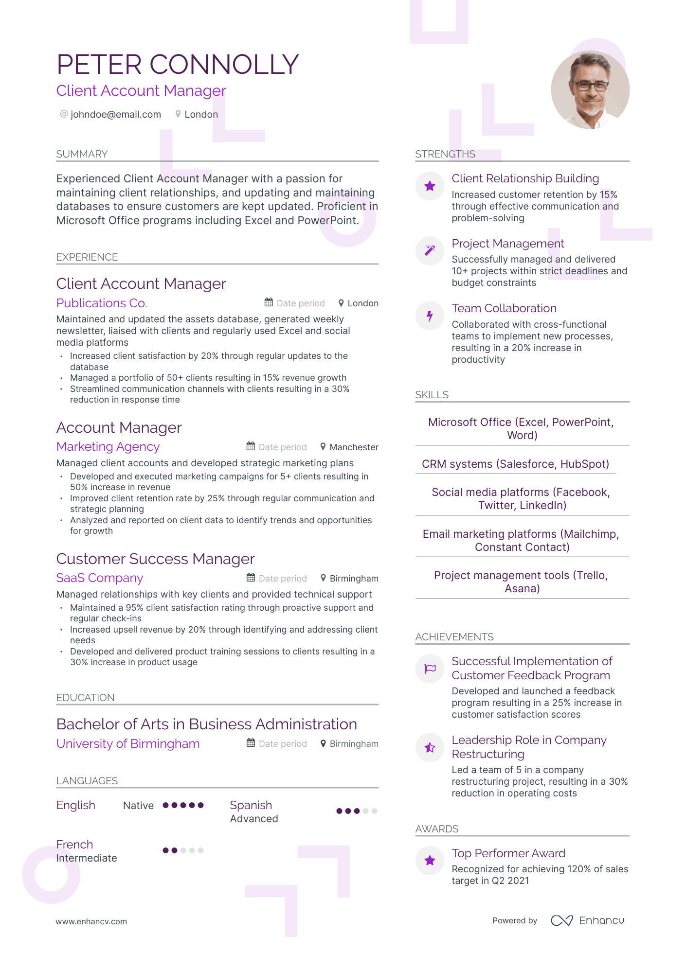 Modern Client Account Manager Resume Template