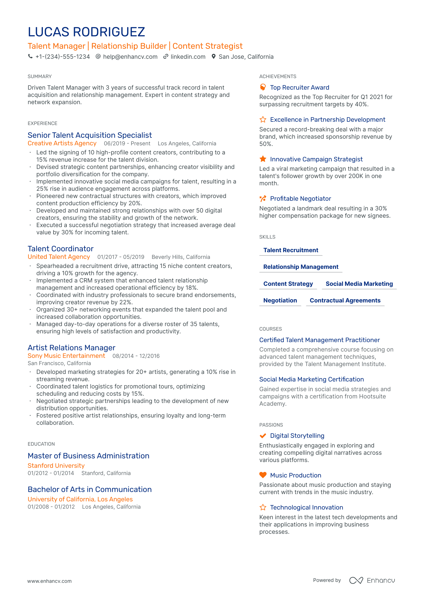 talent management resume examples