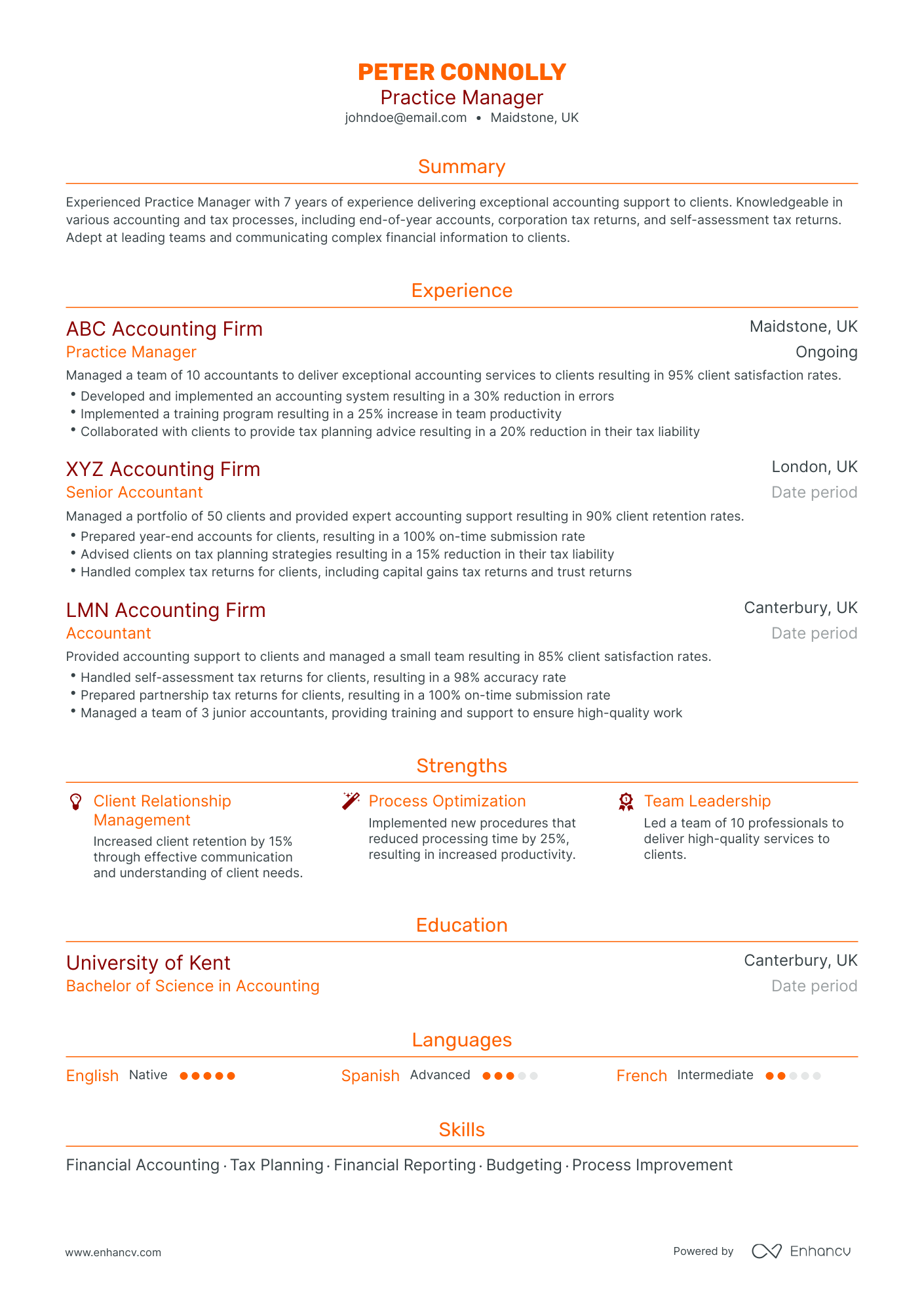 Traditional Practice Manager Resume Template
