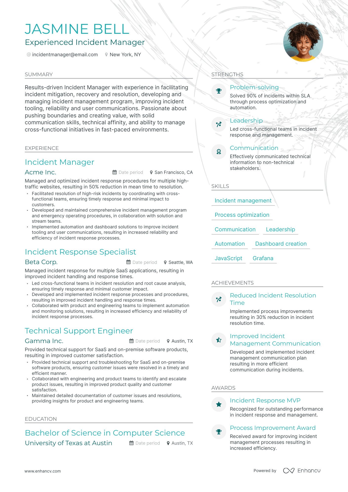 Modern Incident Manager Resume Template