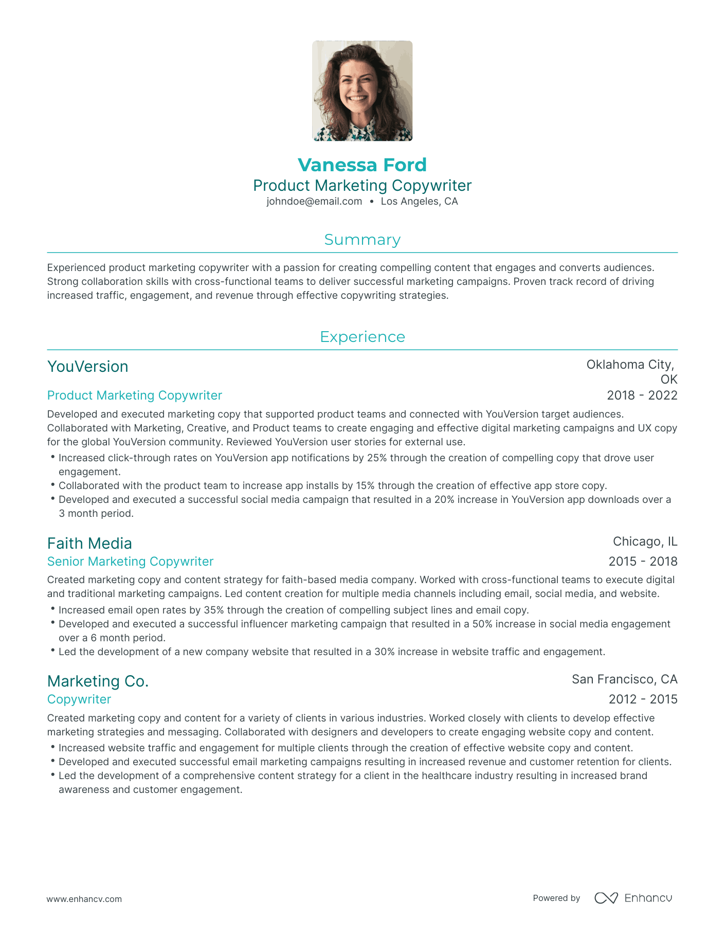 Traditional Product Marketing Resume Template