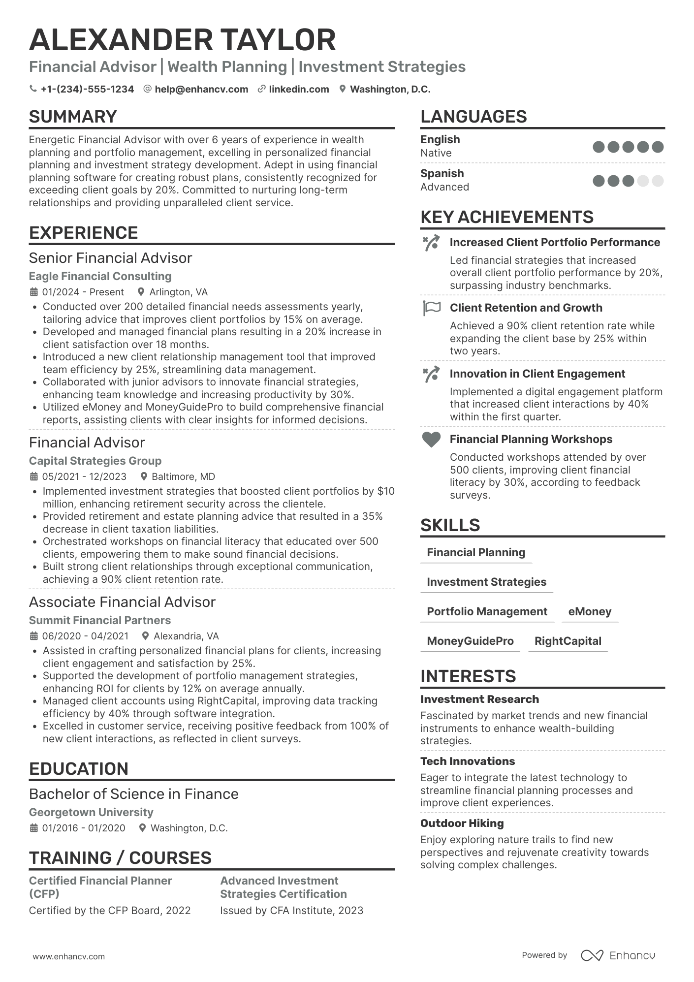 A resume example of a Work from Home Financial Advisor