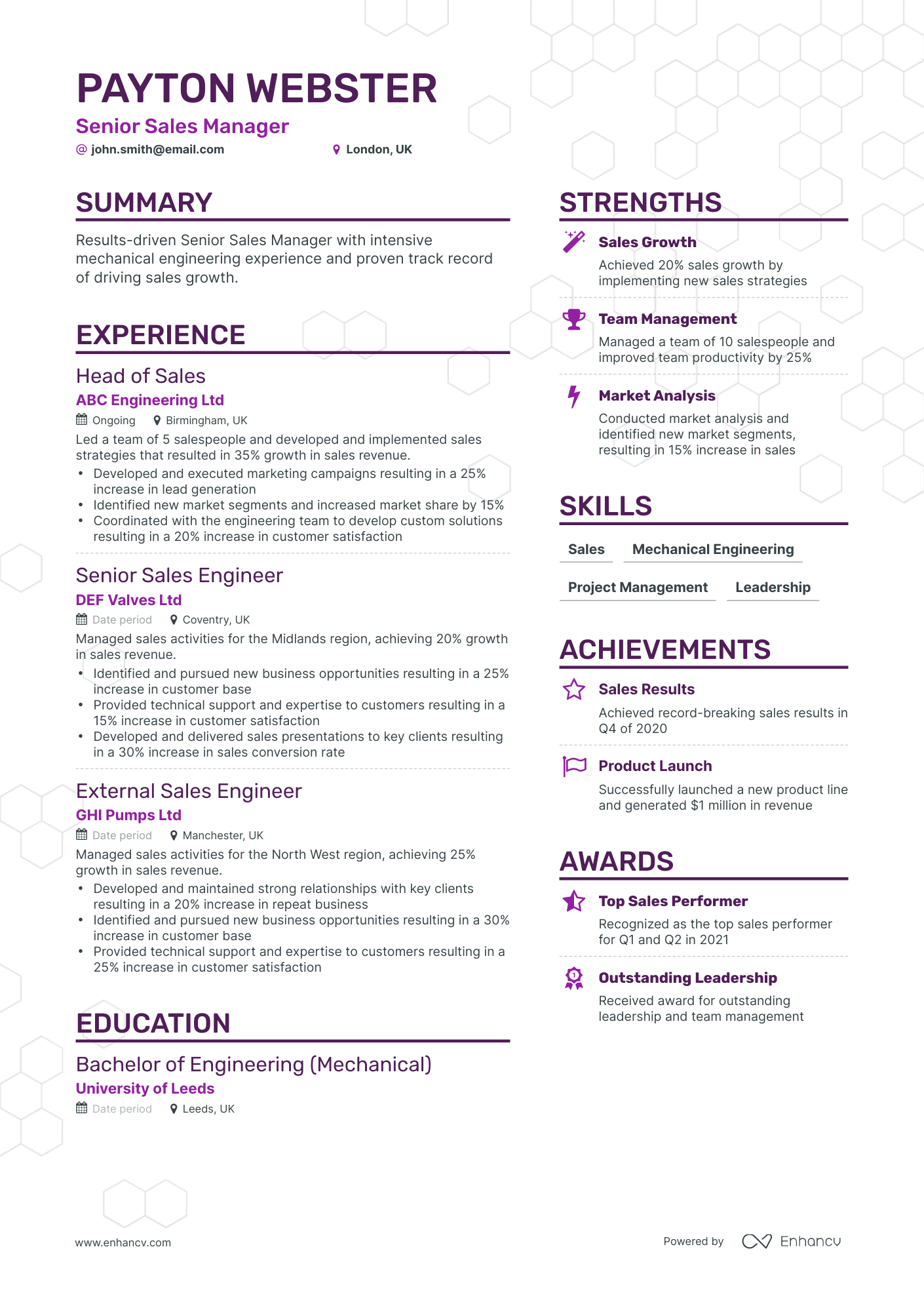 Simple Senior Sales Manager Resume Template
