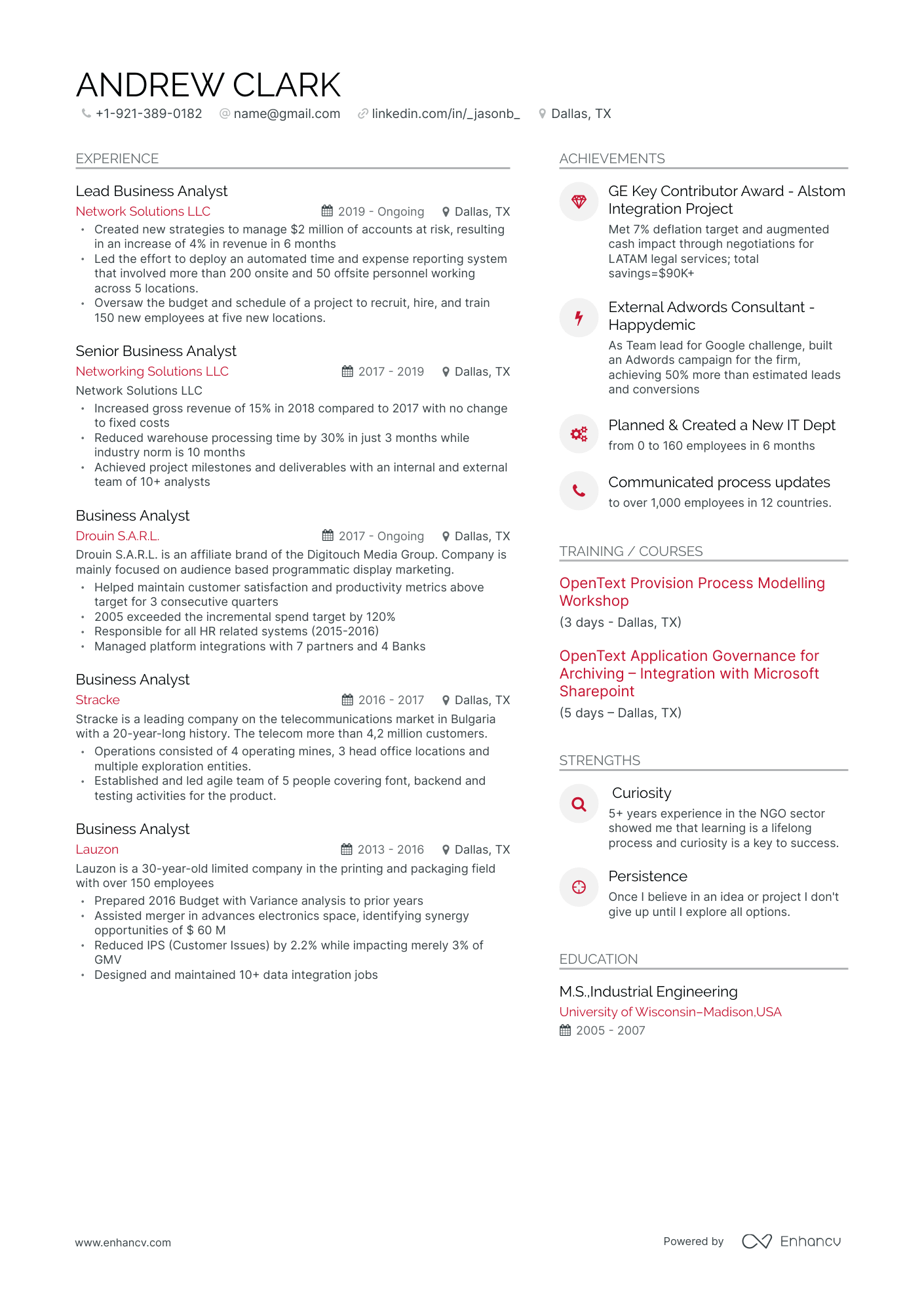 Modern Business Analyst Resume Template